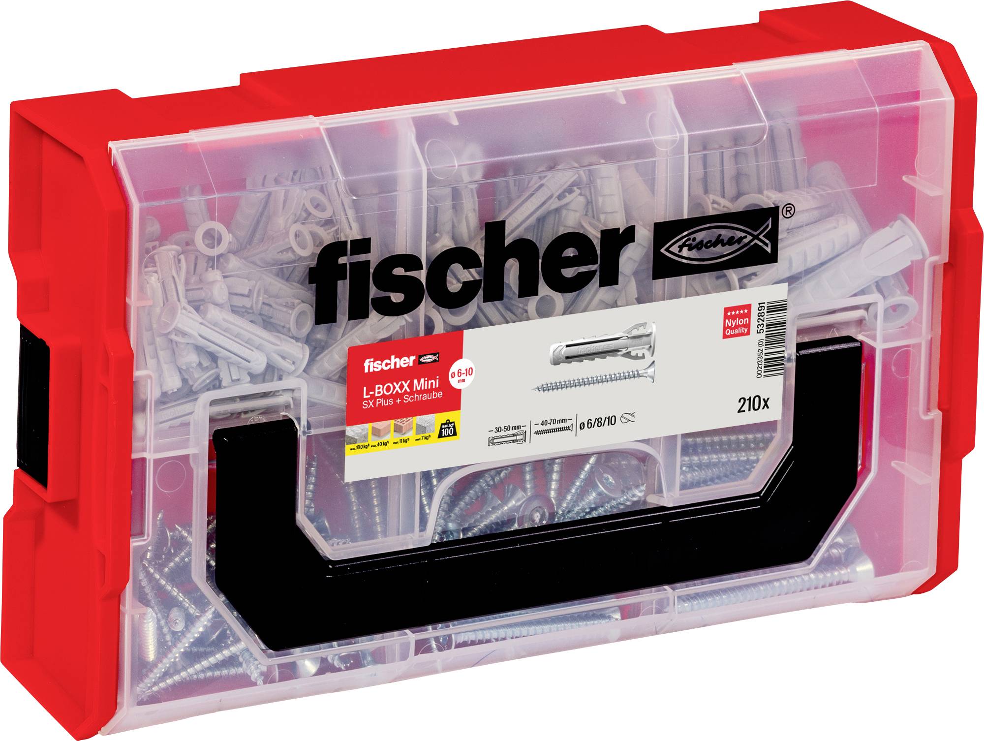 Fischer 532891 FIXtainer Dübel-Sortimentsbox 210 Teile