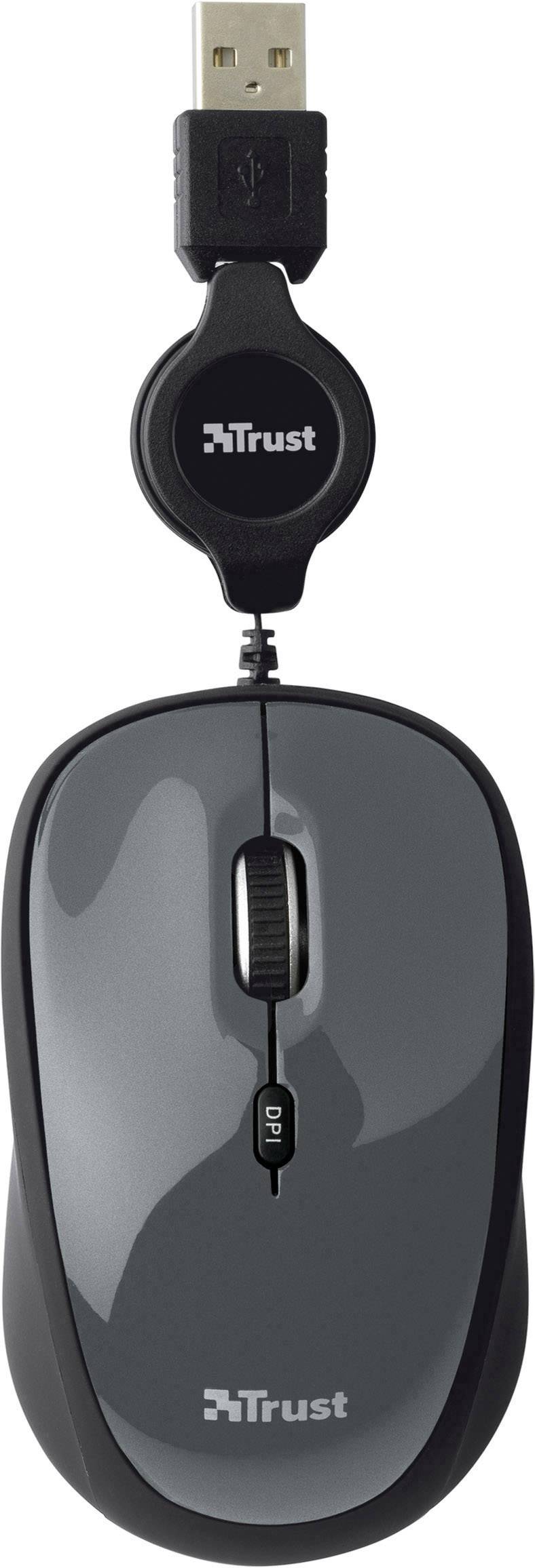 Trust Yvi Retractable USB Maus Kabeleinzug Schwarz