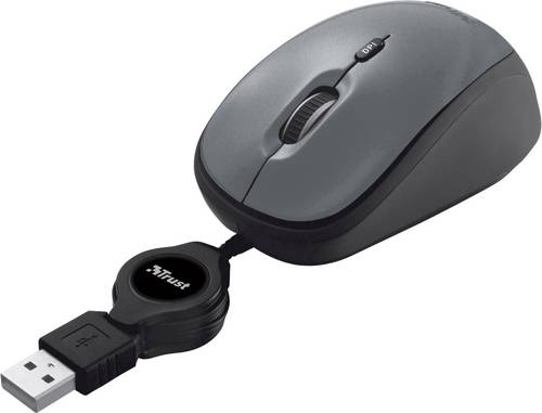 Trust Yvi Retractable USB Maus Kabeleinzug Schwarz