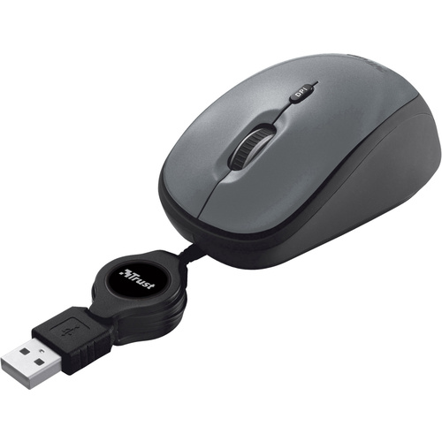 Trust Yvi Retractable USB Maus Kabeleinzug Schwarz
