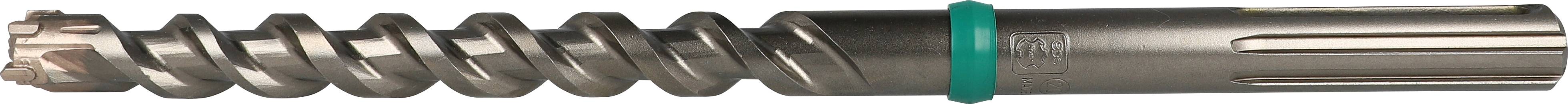 Dübel aus Metall mit Spiralstruktur und grünem Ring, verwendet für stabile Verankerungen in Beton oder Mauerwerk.