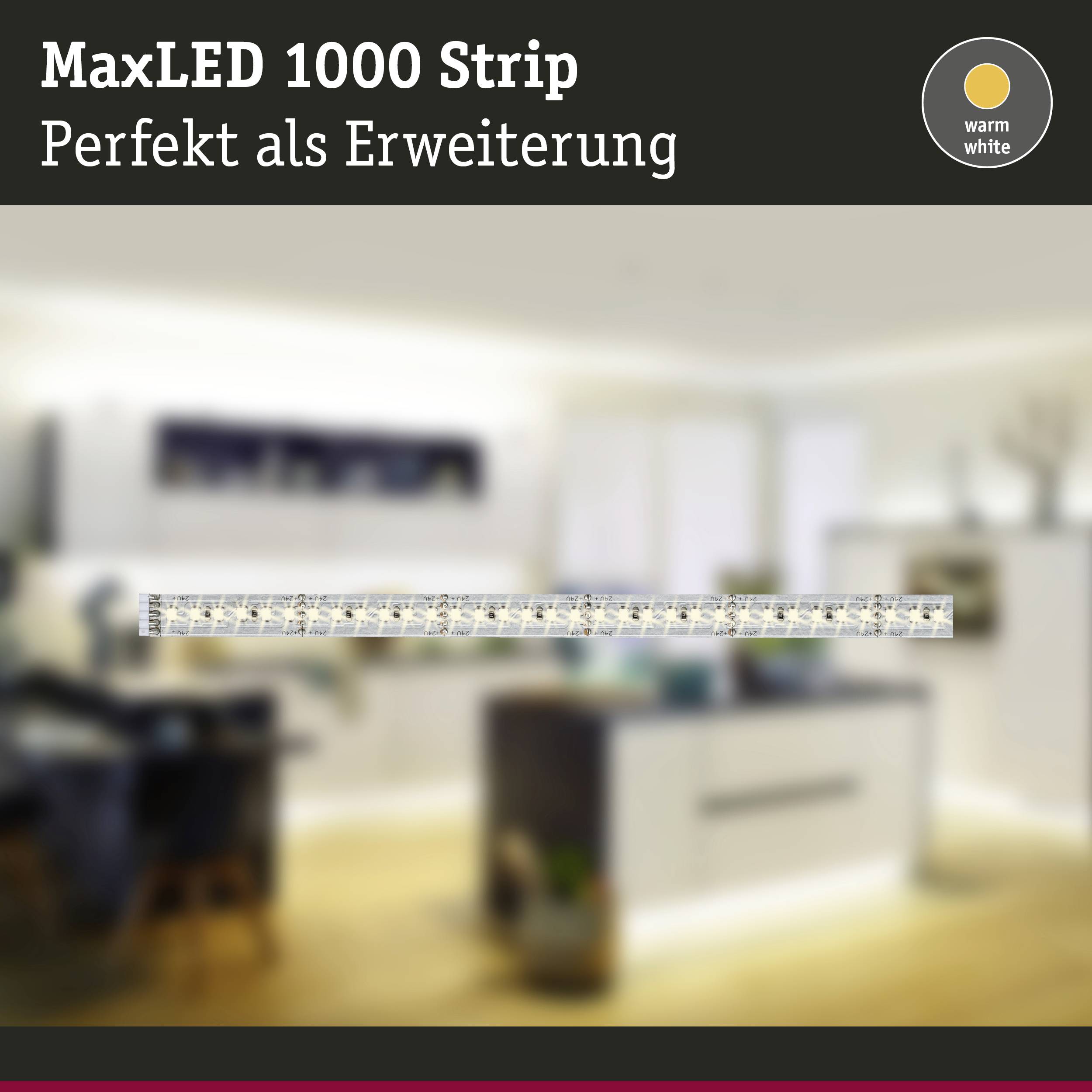 Paulmann MaxLED 1000 70568 LED-Streifen-Erweiterung mit Stecker 24V 1m Warmweiß 1St.