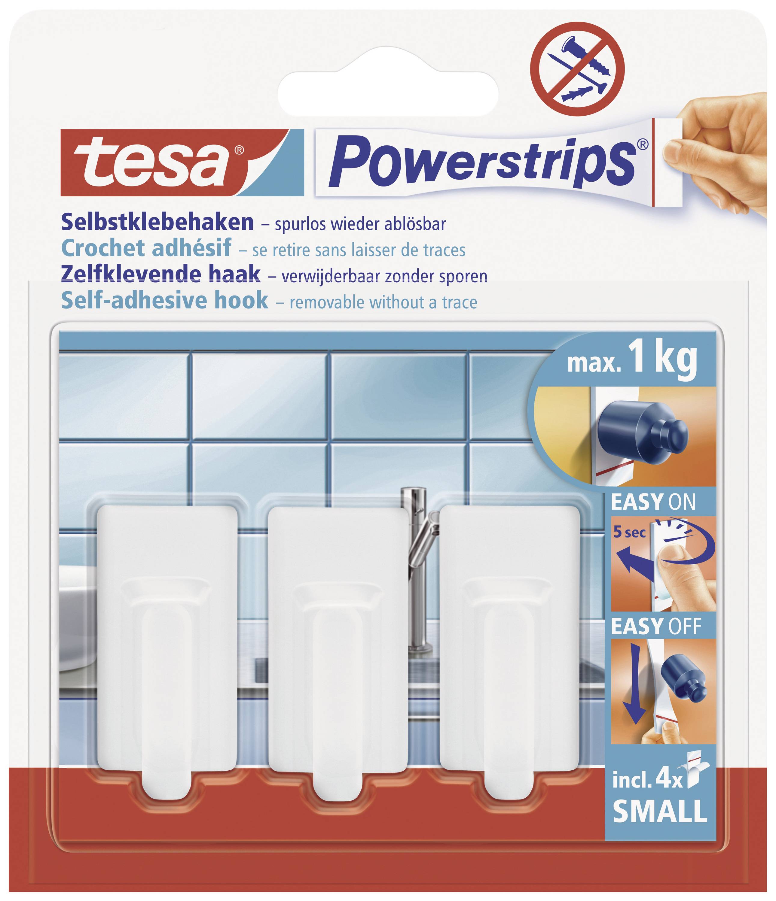 TESA POWERSTRIPS® Klebehaken Small Classic Weiß Inhalt: 3 St.