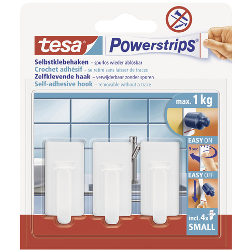 TESA POWERSTRIPS® Klebehaken Small Classic Weiß Inhalt: 3St.