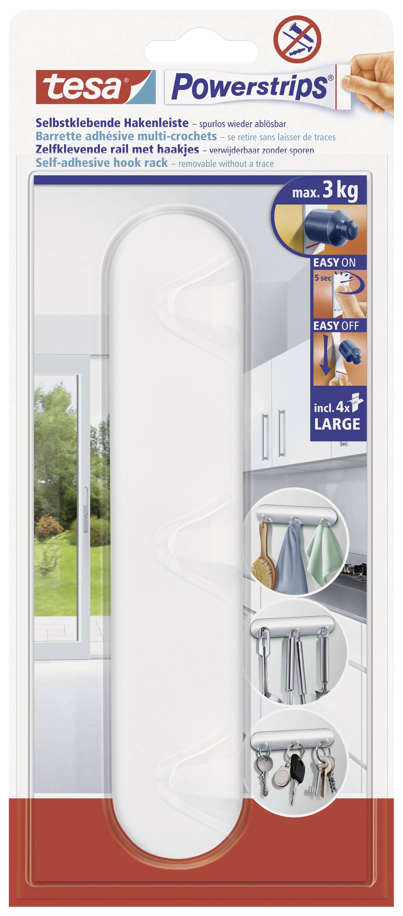 TESA POWERSTRIPS® Hakenleiste Weiß Inhalt: 1St.