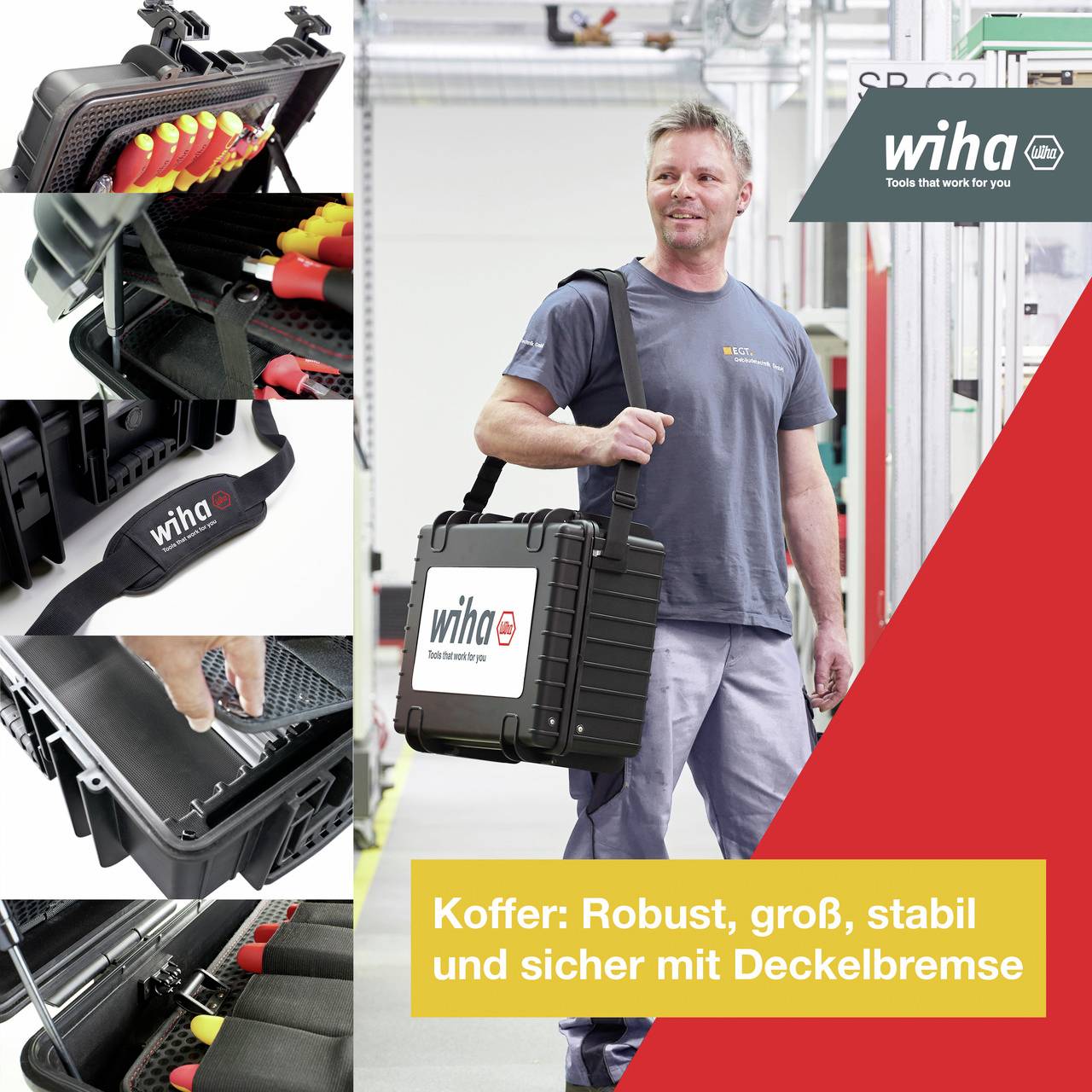 Wiha 40523 Elektriker, Handwerker, Lehrlinge, Profi, VDE Werkzeugkoffer bestückt 81teilig (L x B x H) 510 x 420 x 220mm