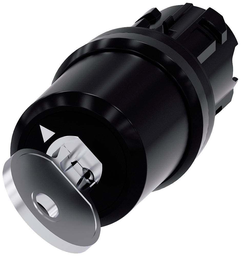 Schwarzes Zündschloss mit eingesetztem Schlüssel, bereit zur Aktivierung.