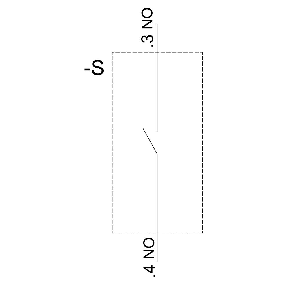 Diagramm einer elektrischen Schaltung mit zwei Schaltern, beschriftet mit '3 NO' und '4 NO', die parallel geschaltet sind.