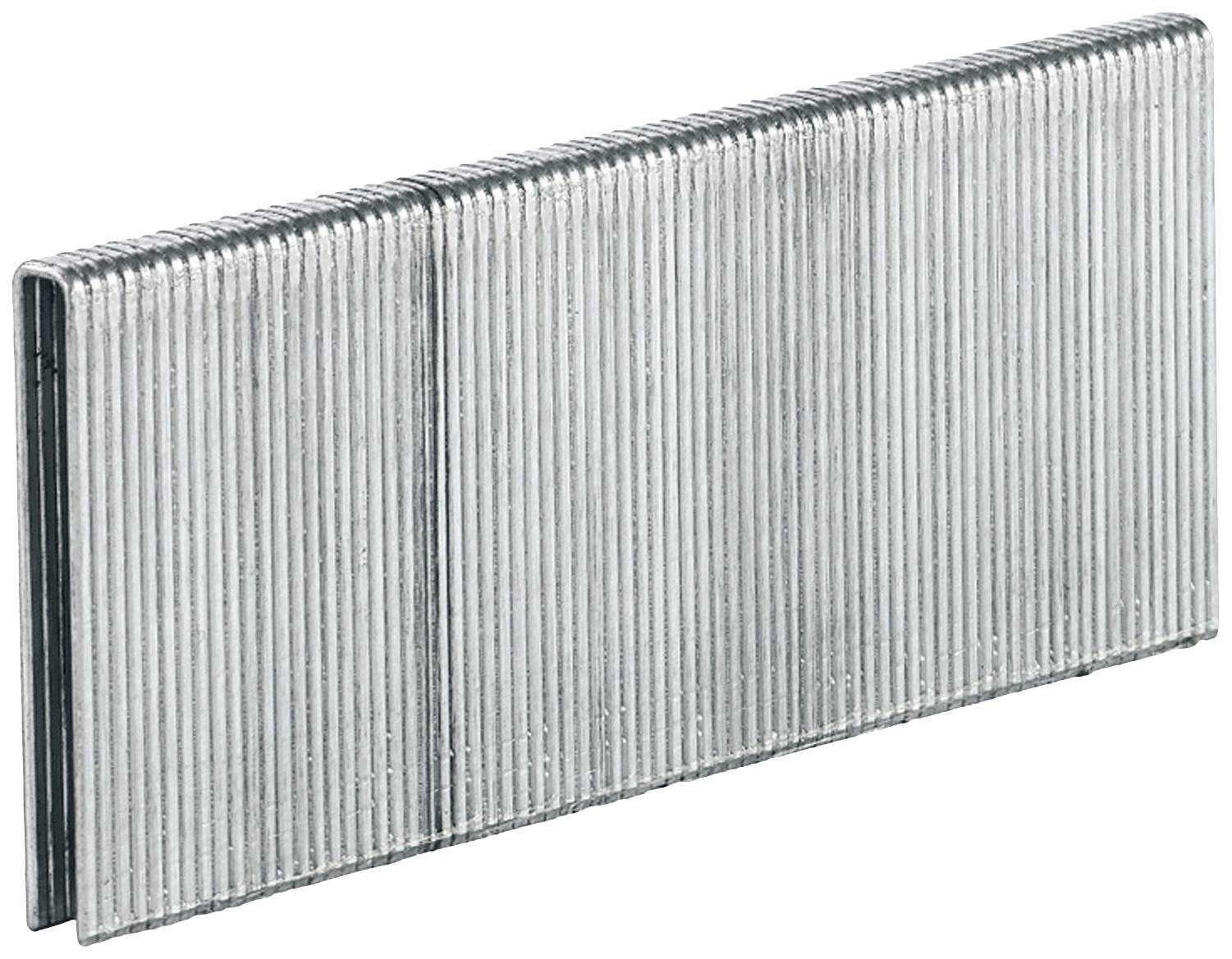 Ein Bündel silberner Heftklammern in Blockform, bereit zur Verwendung in einem Hefter.