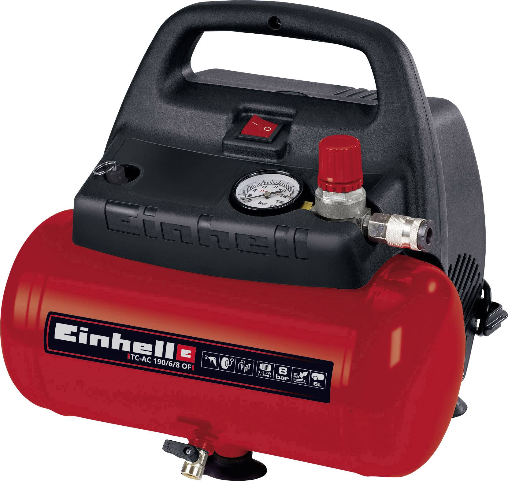 Einhell Druckluft-Kompressor TC-AC 190/6/8 OF 6 l 8 bar