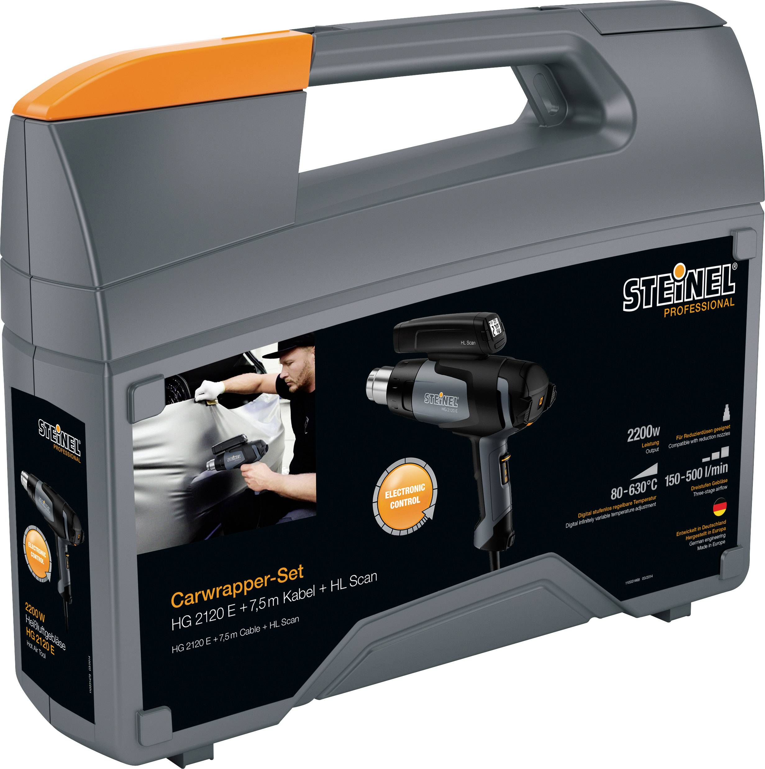 Steinel 011772 HG 2120 E Carwrapper-Set Heißluftgebläse inkl. Koffer 2200W