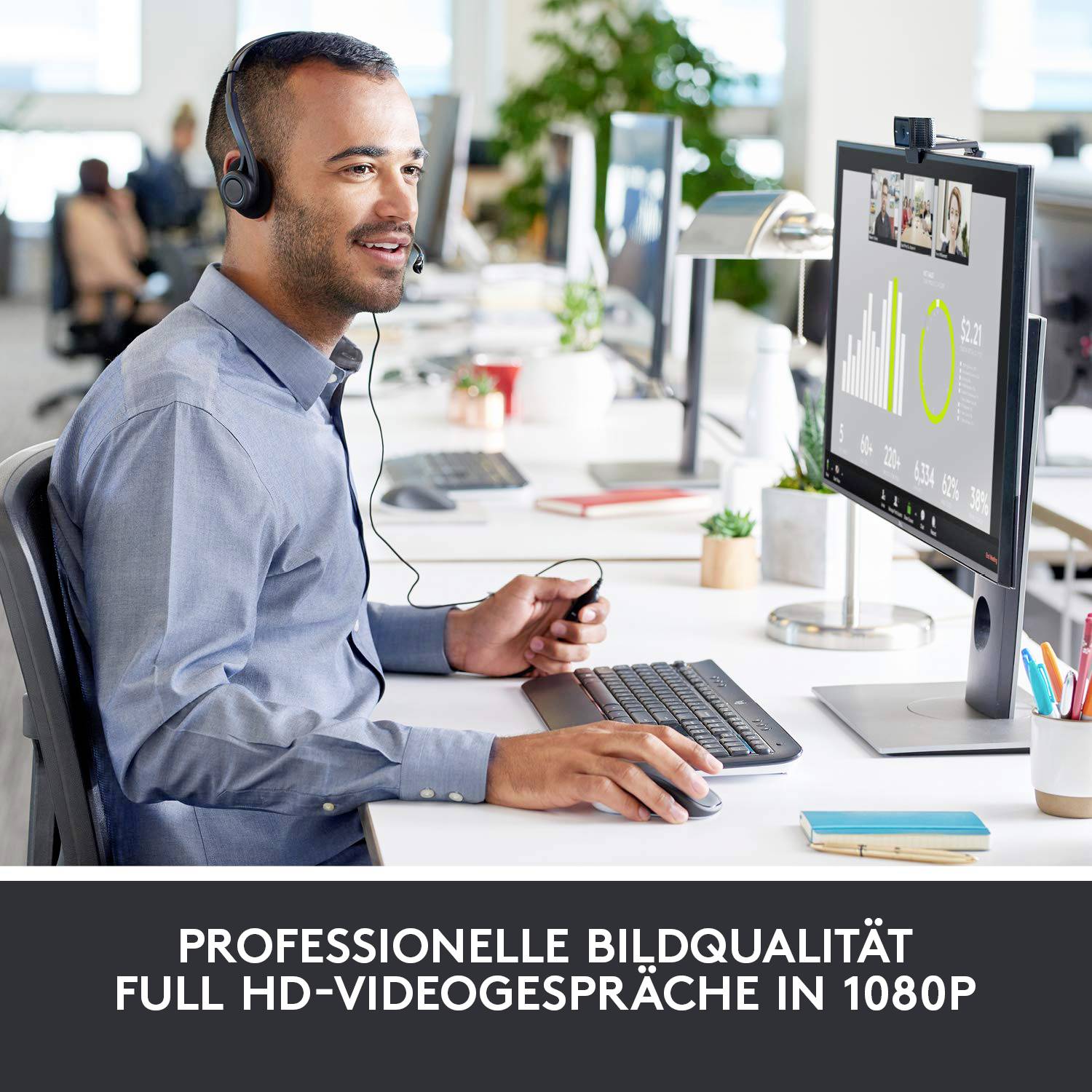 Logitech HD Pro C920 Full HD-Webcam 1920 x 1080 Pixel Klemm-Halterung