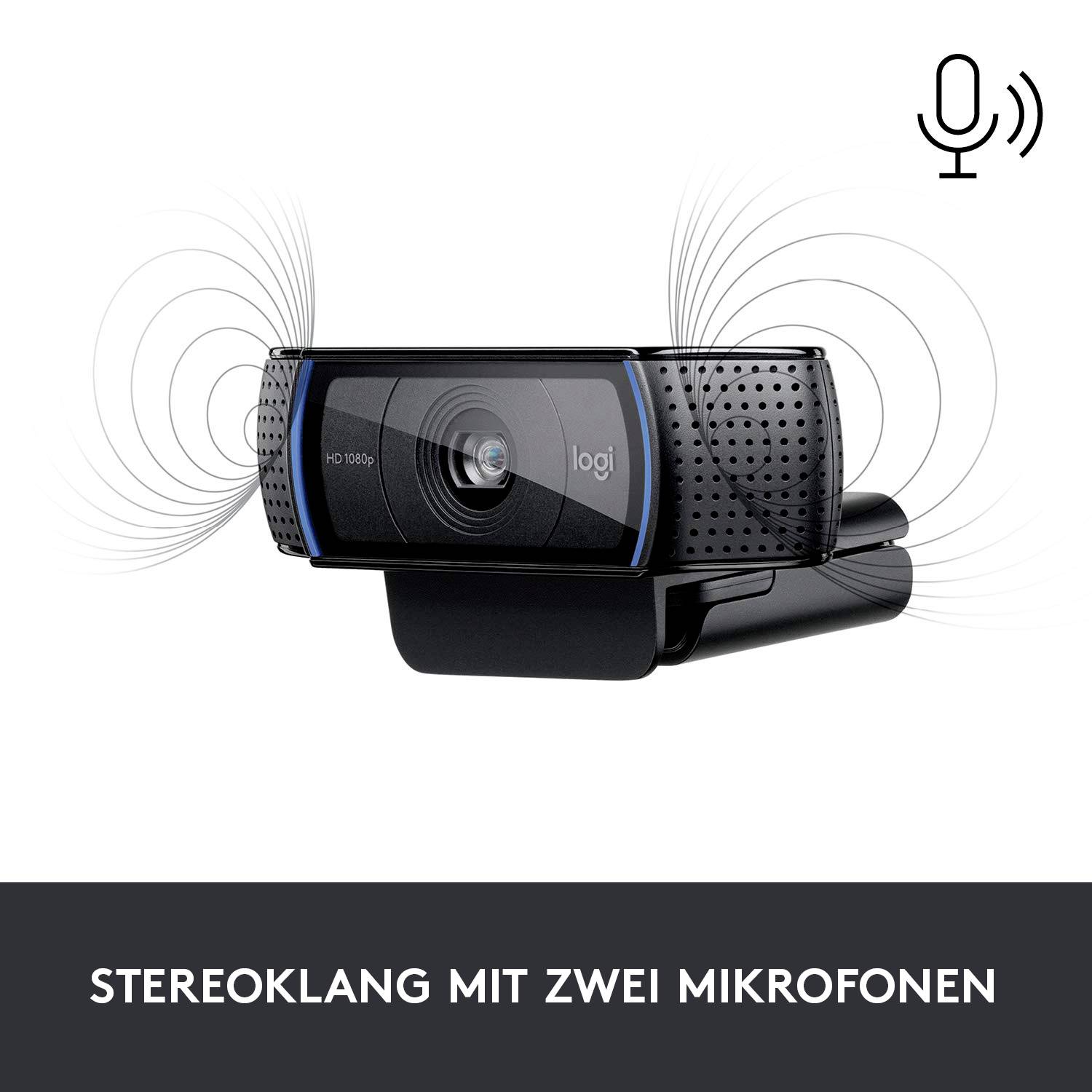 Logitech HD Pro Webcam C920 Full HD-Webcam 1920 x 1080 Pixel Klemm-Halterung