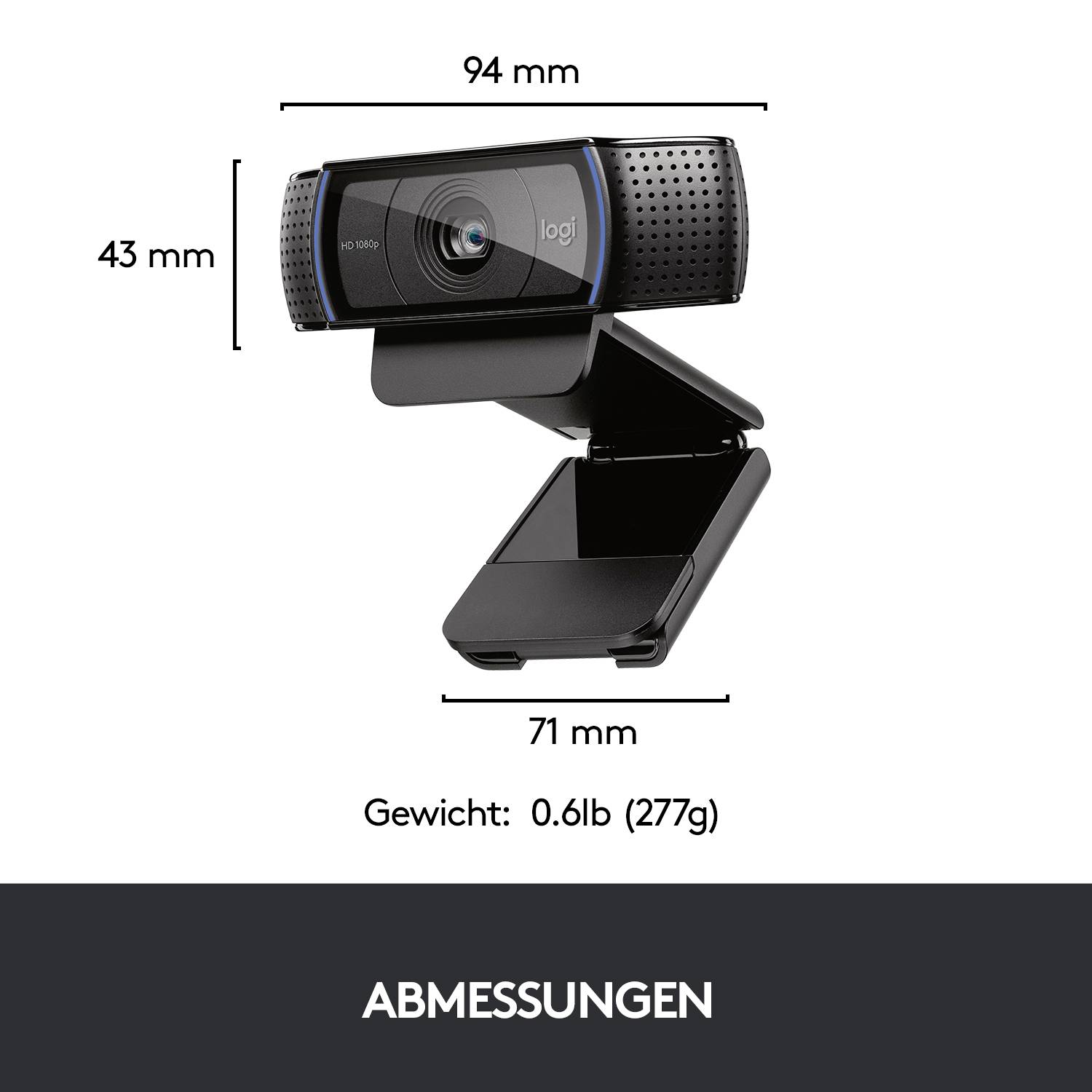 Logitech HD Pro Webcam C920 Full HD-Webcam 1920 x 1080 Pixel Klemm-Halterung