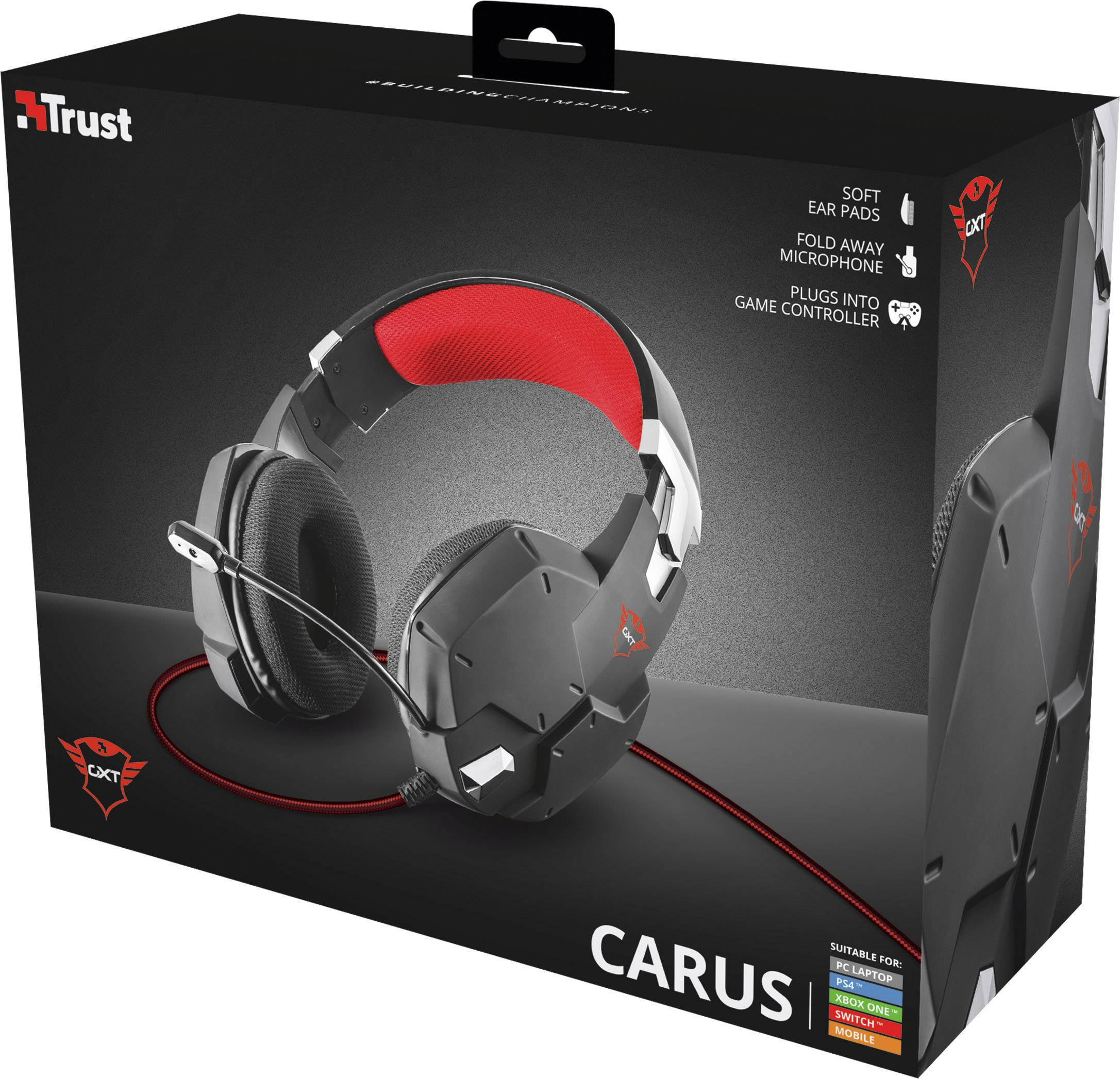 Trust GXT322 Dynamic Headset Gaming Headset 3.5 mm Klinke schnurgebunden Over Ear Schwarz, Rot Stereo