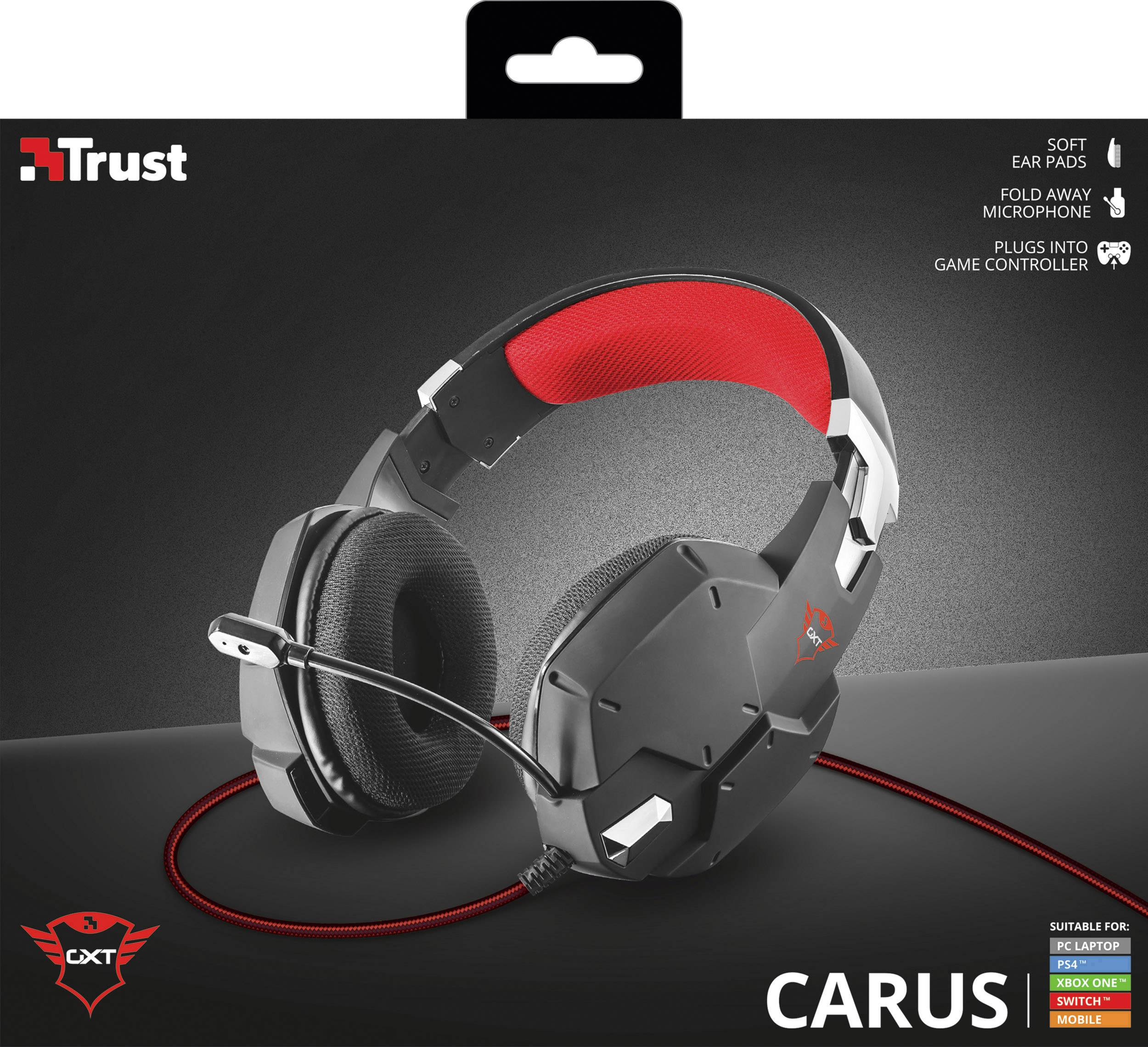 Trust GXT322 Dynamic Headset Gaming Headset 3.5 mm Klinke schnurgebunden Over Ear Schwarz, Rot Stereo