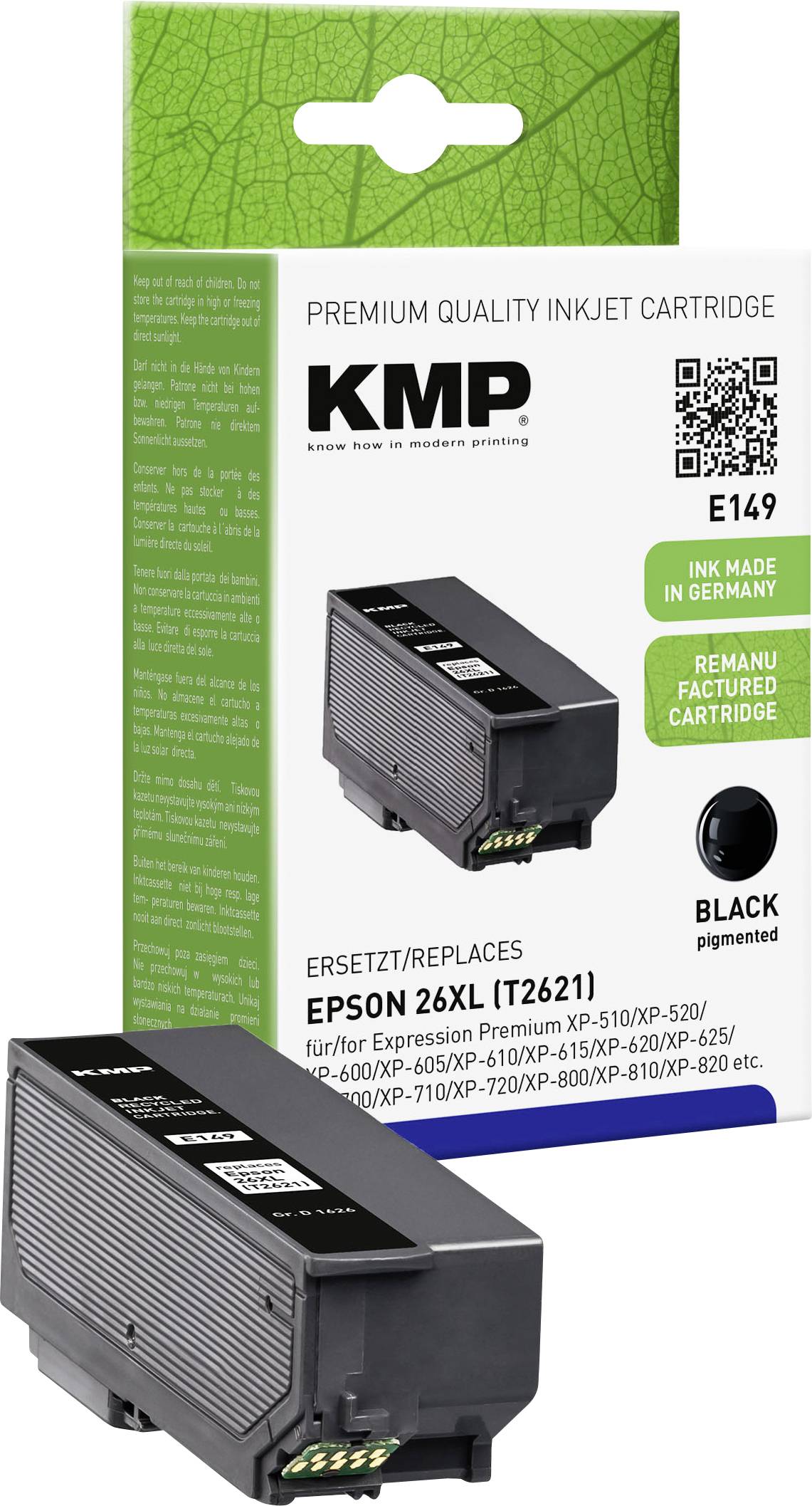 KMP Druckerpatrone ersetzt Epson 26XL, T2621 Kompatibel Schwarz E149 1626,4001