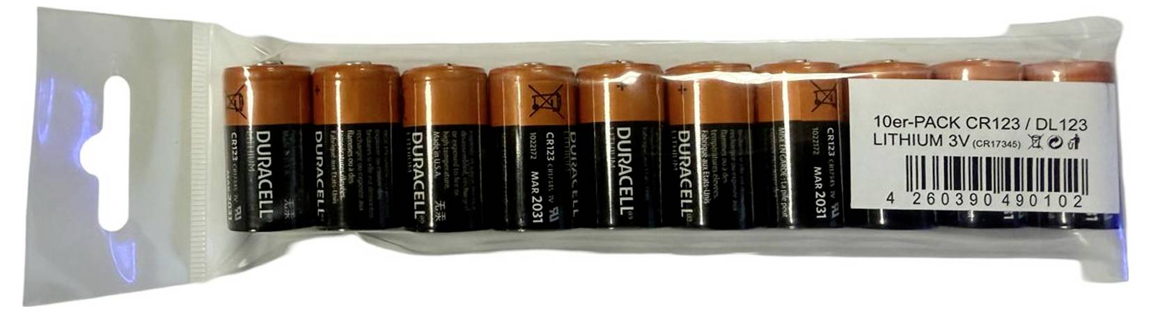 Duracell CR 123A Fotobatterie CR-123A Lithium 1400 mAh 3V 10St.
