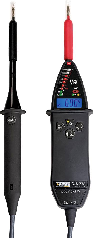 Chauvin Arnoux C.A 773 IP2X Zweipoliger Spannungsprüfer CAT IV 1000 V Akustik, LED