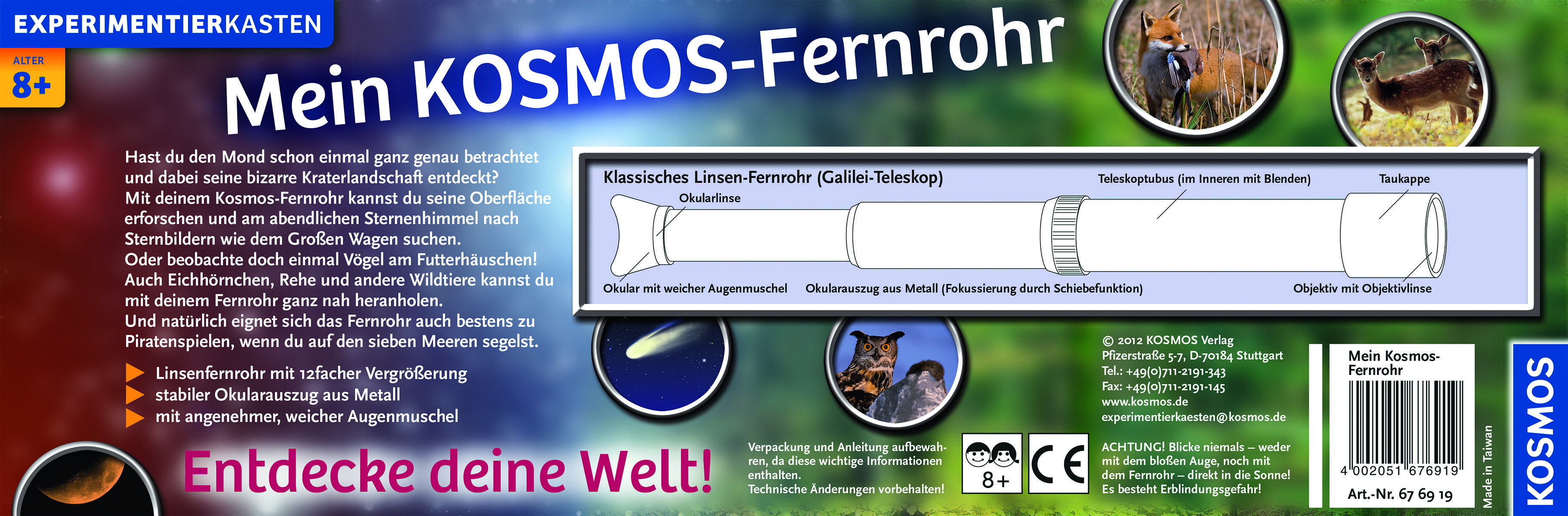 Kosmos Mein KOSMOS-Fernrohr 676919 Experimentier-Set ab 8 Jahre