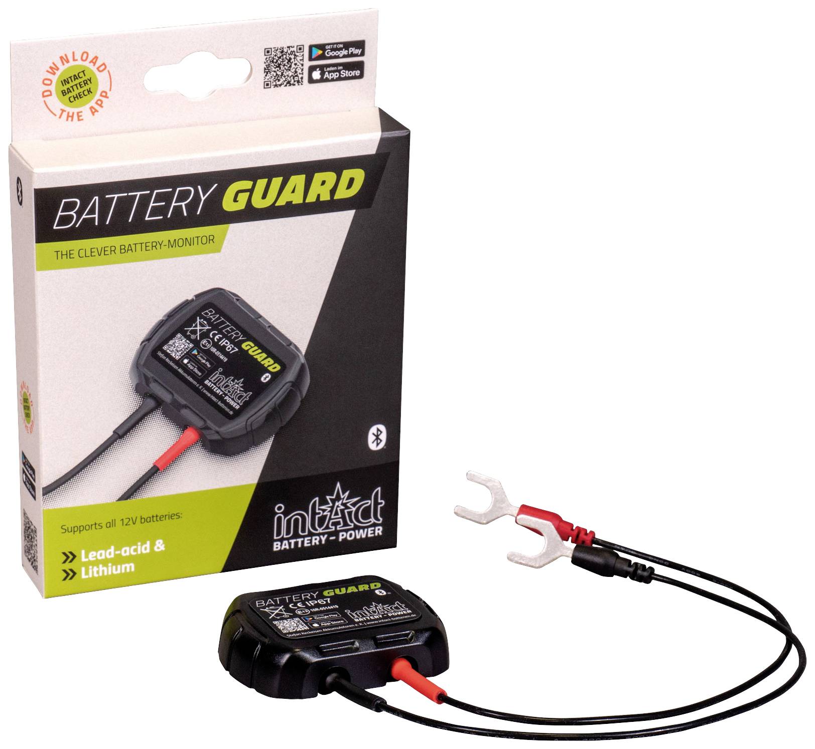 Intact GL10 Battery-Guard Batterieüberwachung 12V Bluetooth® Verbindung, appfähig, Ladeüberwachung 15mm x 60mm x 45mm