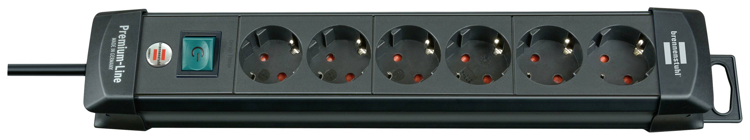 Brennenstuhl 1951160100 Steckdosenleiste mit Schalter 6fach Schwarz Schutzkontakt 1 St.