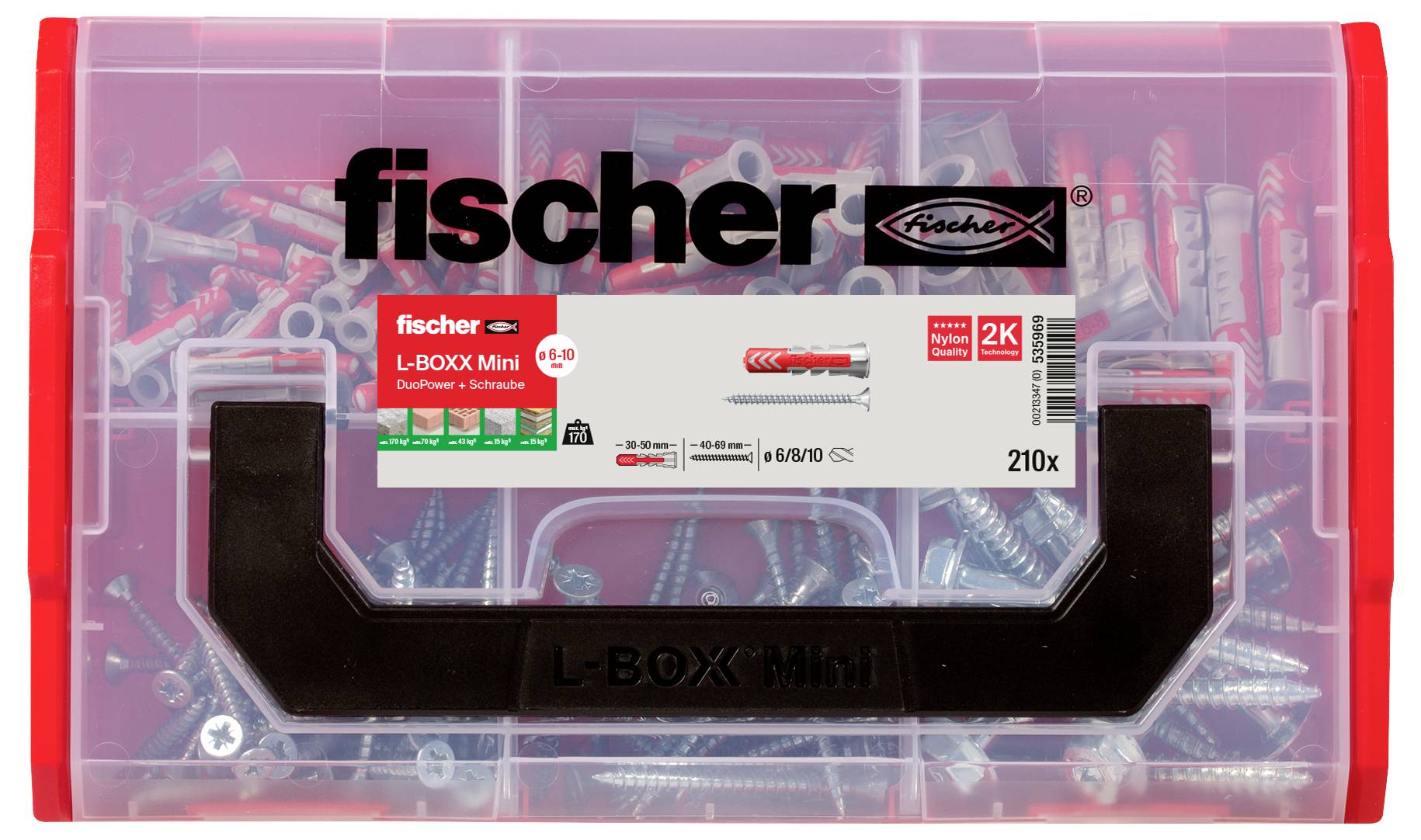Fischer 535969 DUOPOWER Dübel-Sortimentsbox 210 Teile
