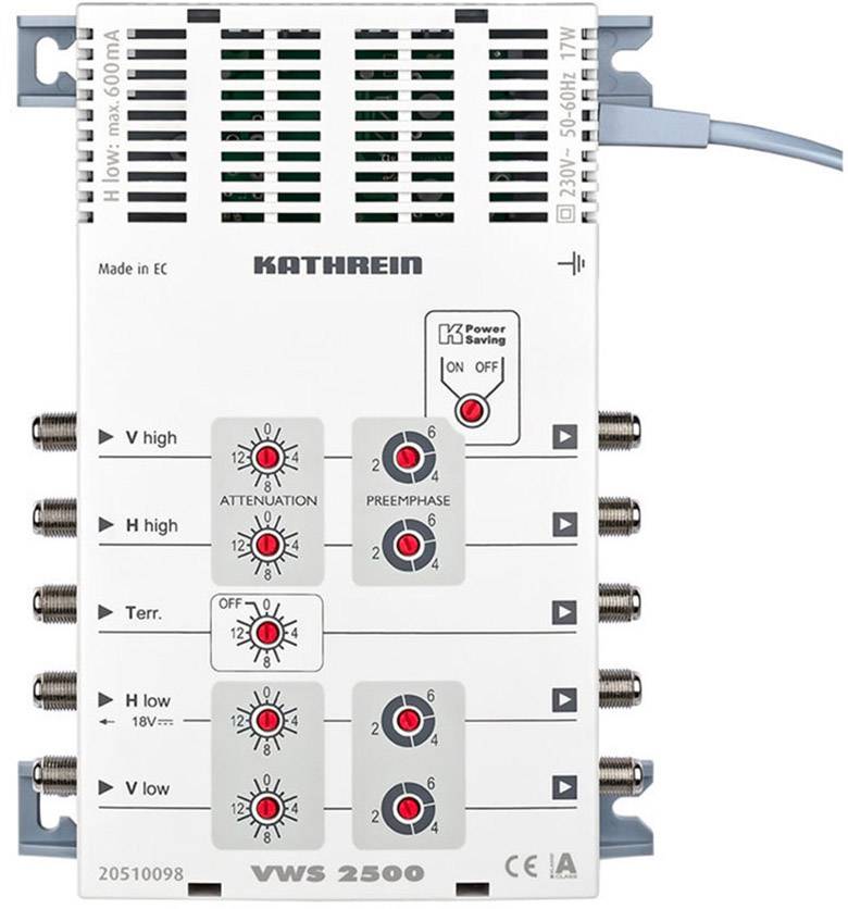 Kathrein VWS 2500 SAT Multischalter Eingänge (Multischalter): 5 (4 SAT/1 terrestrisch)