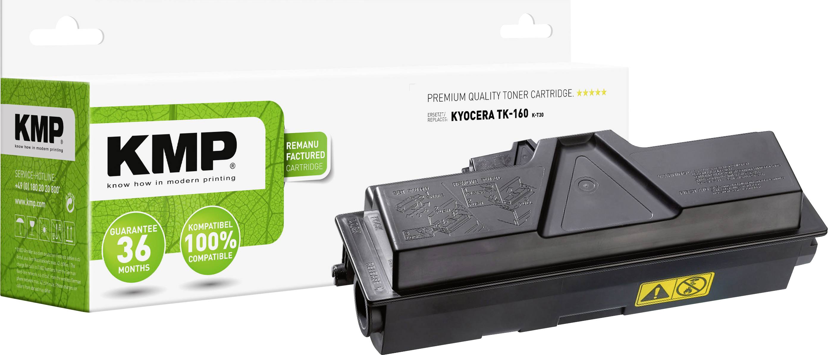 KMP Marken-Verpackung und Kyocera TK-160 Tonerkartusche, schwarz, für Drucker.