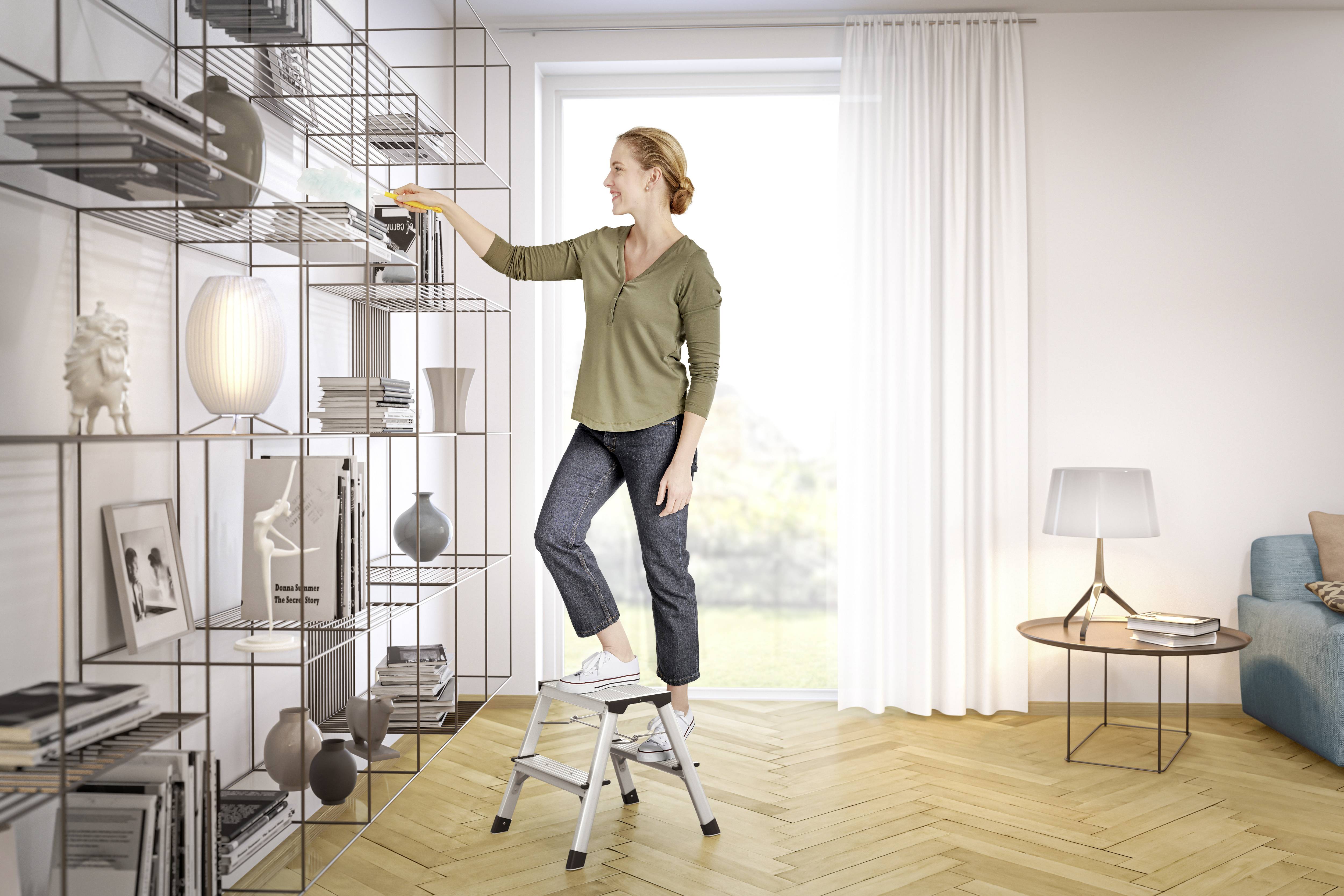 Hailo D60 4442-701 Aluminium Doppel-Klapptritt klappbar Arbeitshöhe (max.): 240cm Silber, Schwarz 1.9kg