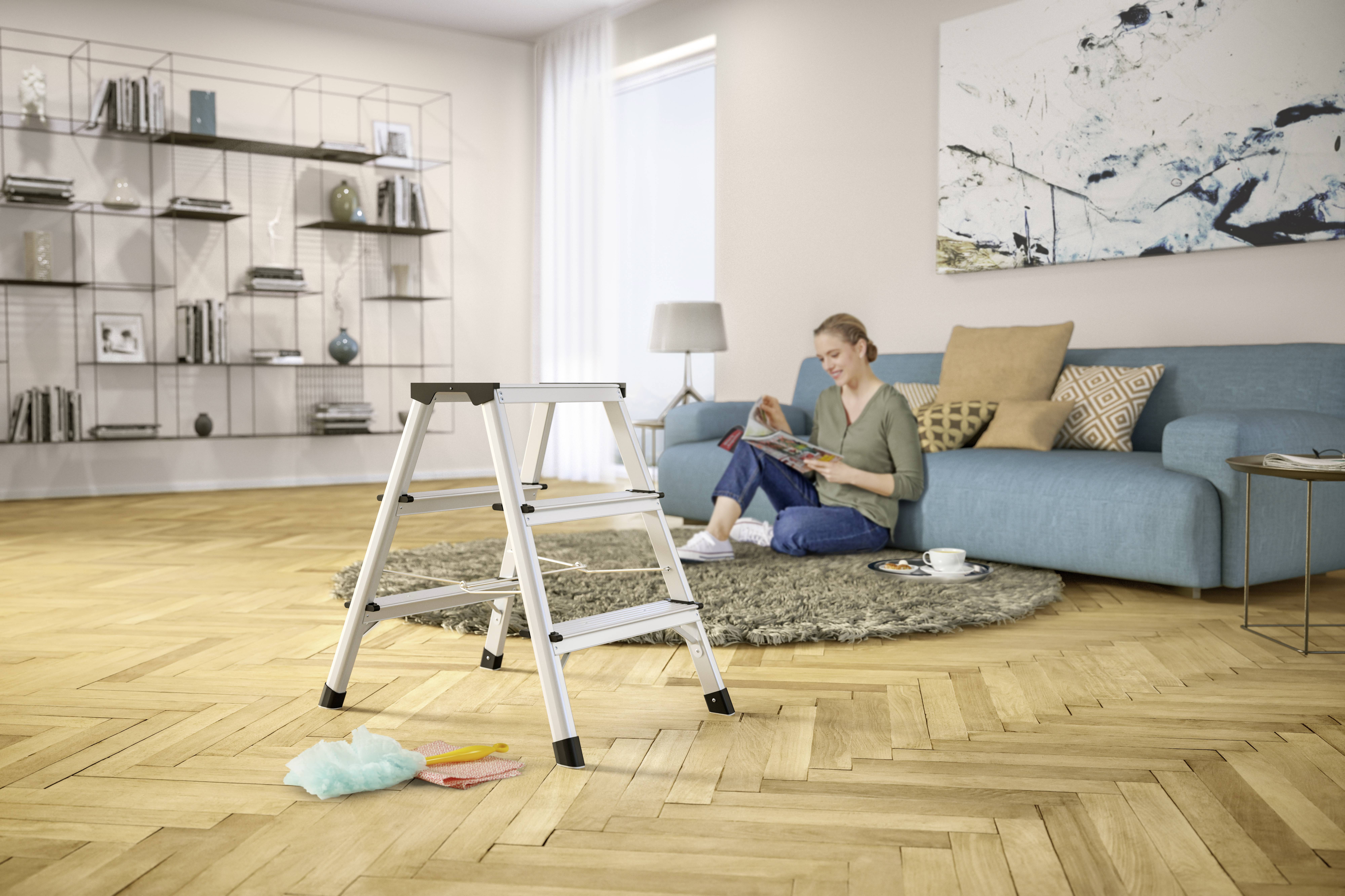 Hailo D60 4443-701 Aluminium Doppel-Klapptritt klappbar Arbeitshöhe (max.): 235 cm Silber, Schwarz 2.8 kg