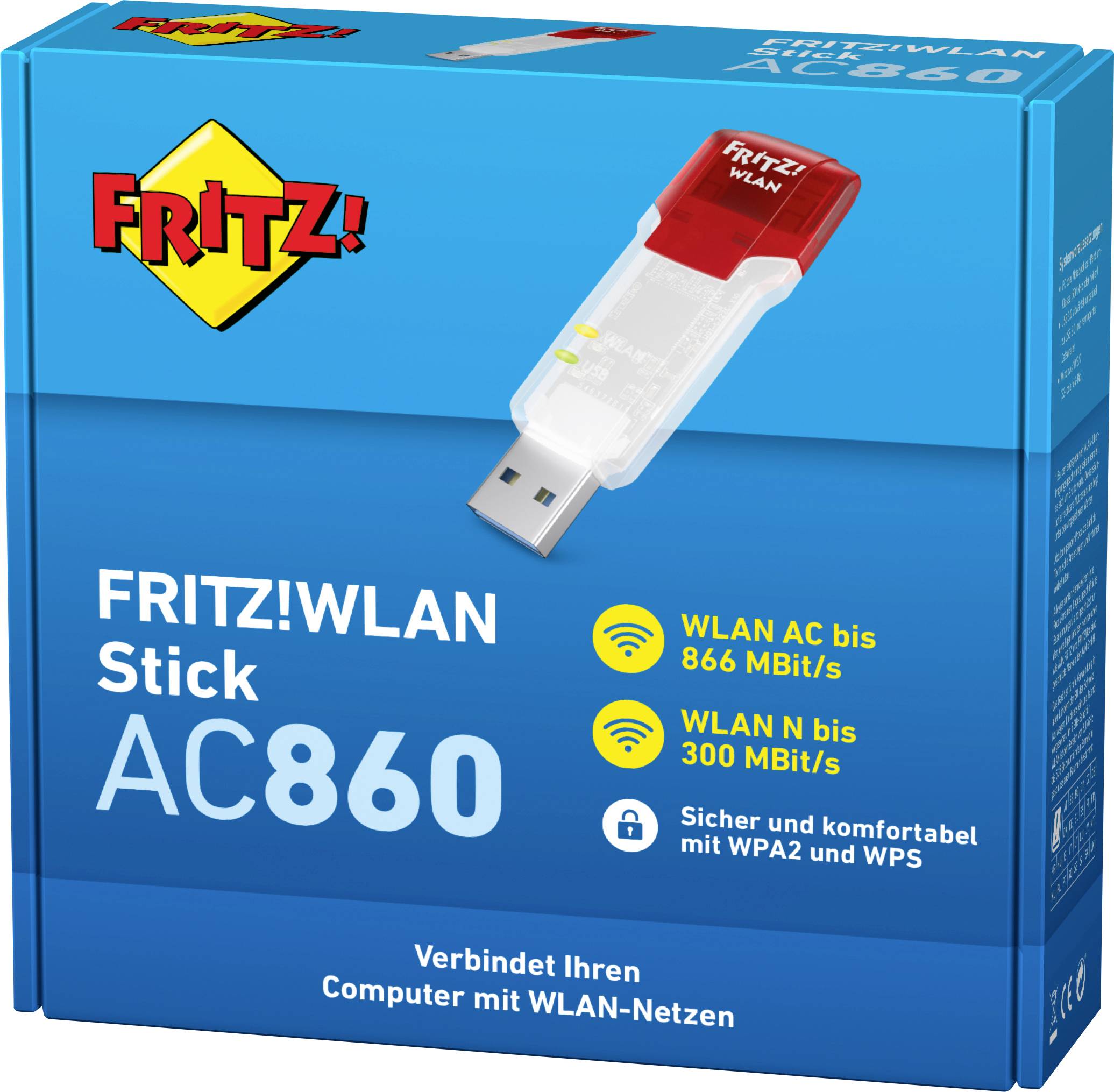 AVM FRITZ!WLAN Stick AC 860 WLAN Stick USB-A (USB 3.2 Gen 1) 866 MBit/s