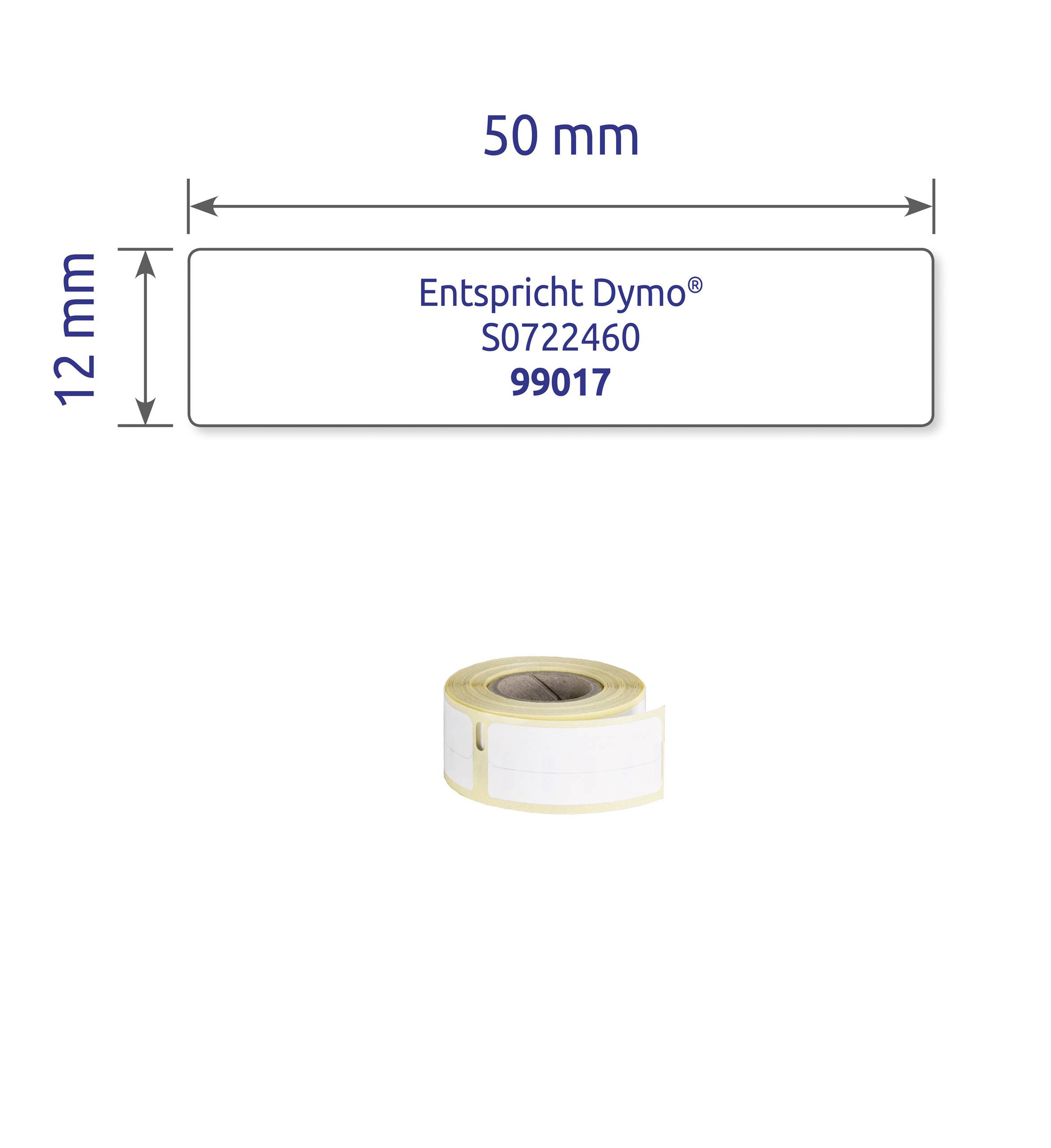Avery-Zweckform Etiketten Rolle Kompatibel ersetzt DYMO 99017, S0722460 50 x 12mm Papier Weiß 220 St. Permanent haften