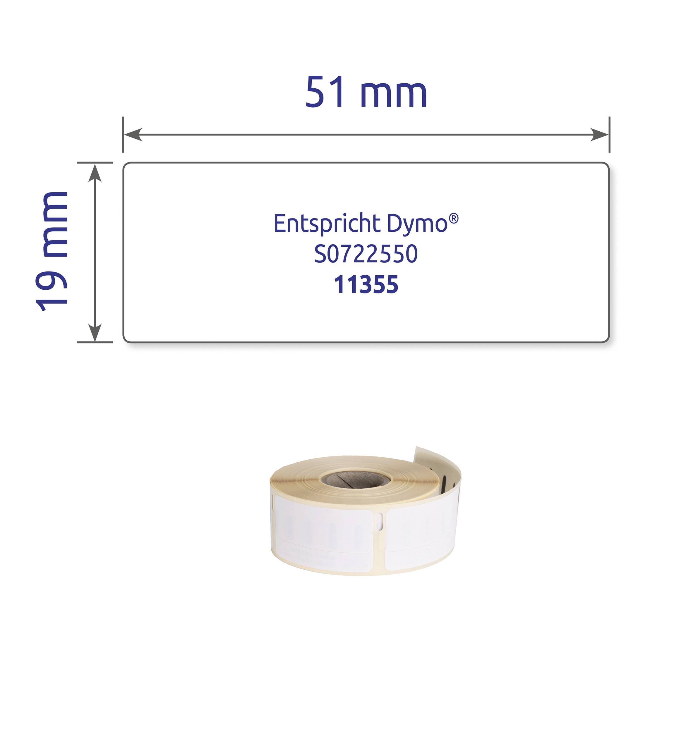 Avery-Zweckform Etiketten Rolle Kompatibel ersetzt DYMO 11355, S0722550 19 x 51mm Papier Weiß 500 St. Wiederablösbar