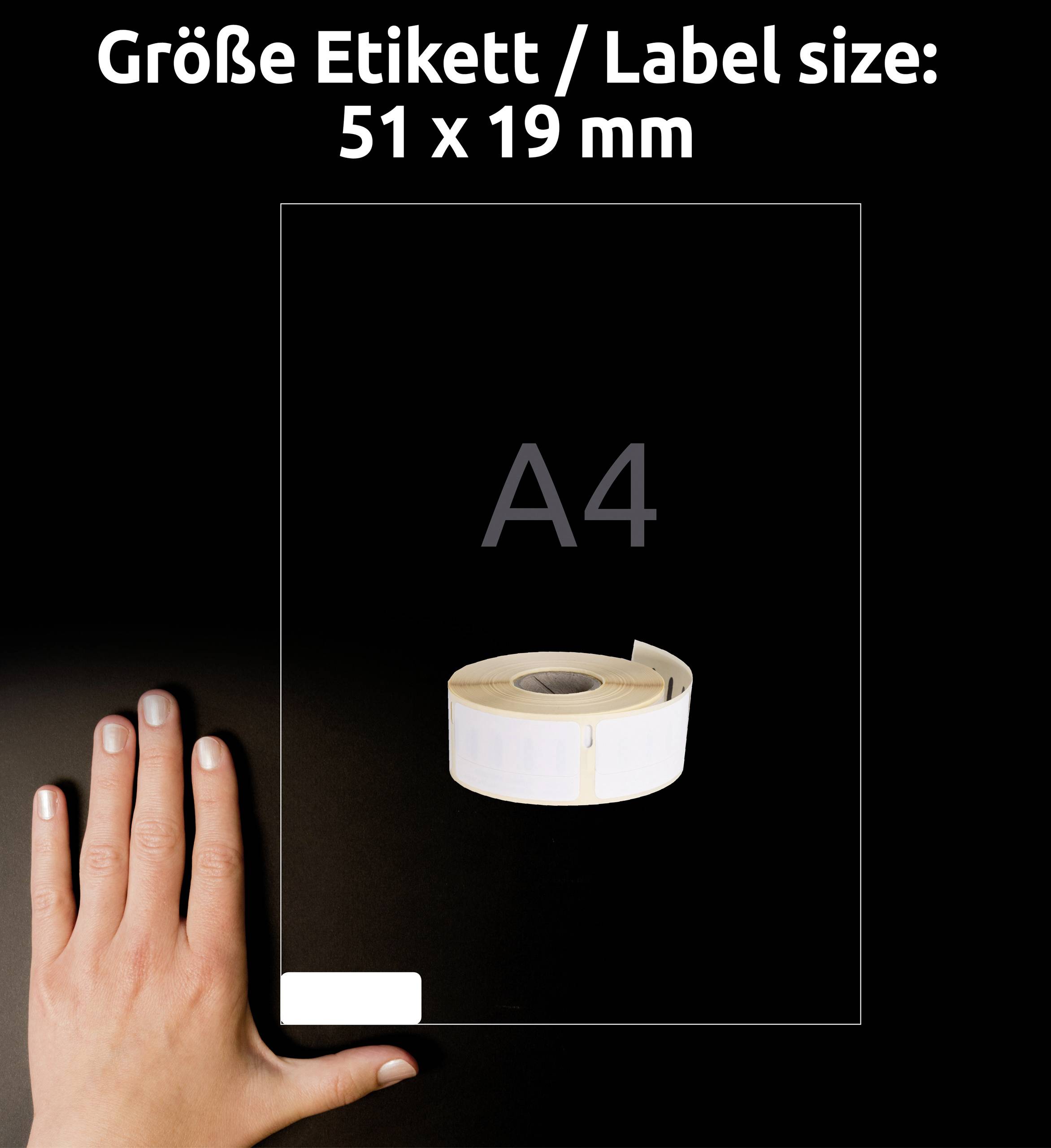 Avery-Zweckform Etiketten Rolle Kompatibel ersetzt DYMO 11355, S0722550 19 x 51mm Papier Weiß 500 St. Wiederablösbar