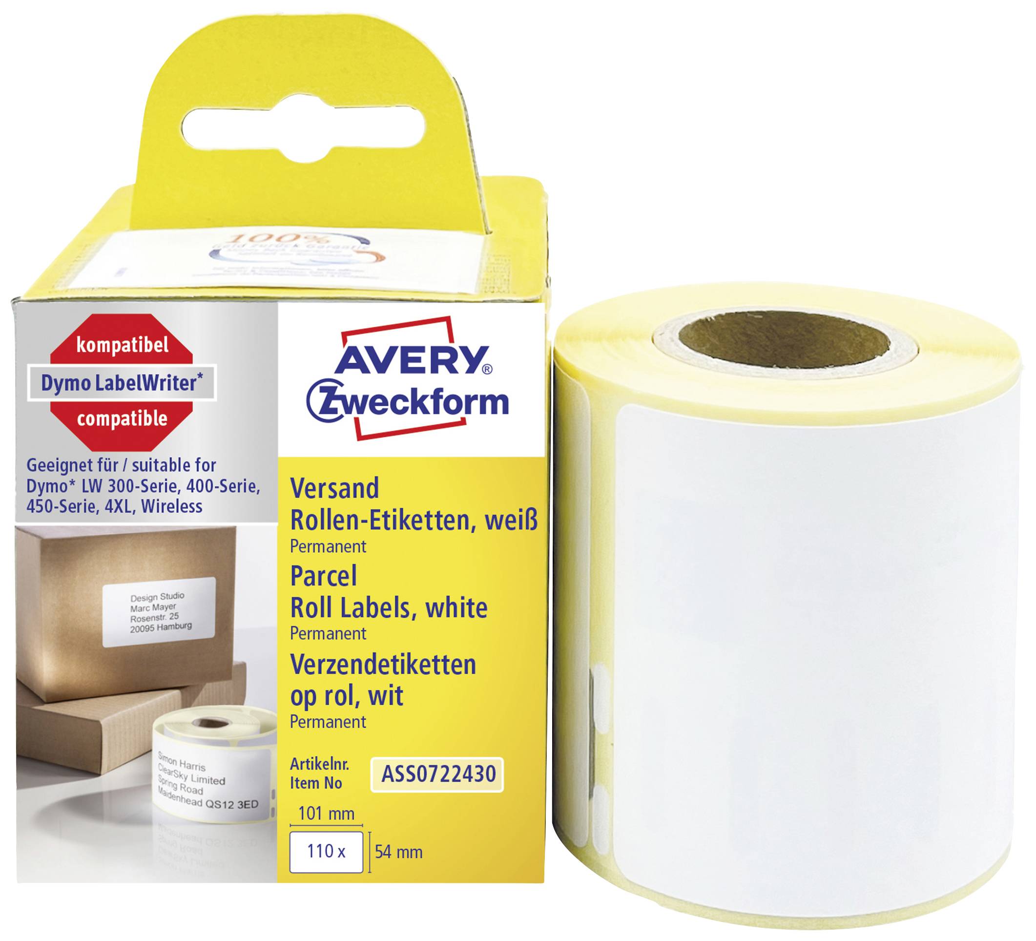 Avery-Zweckform Etiketten Rolle 101 x 54 mm Papier Weiß 110 St. Permanent haftend Versand-Etiketten