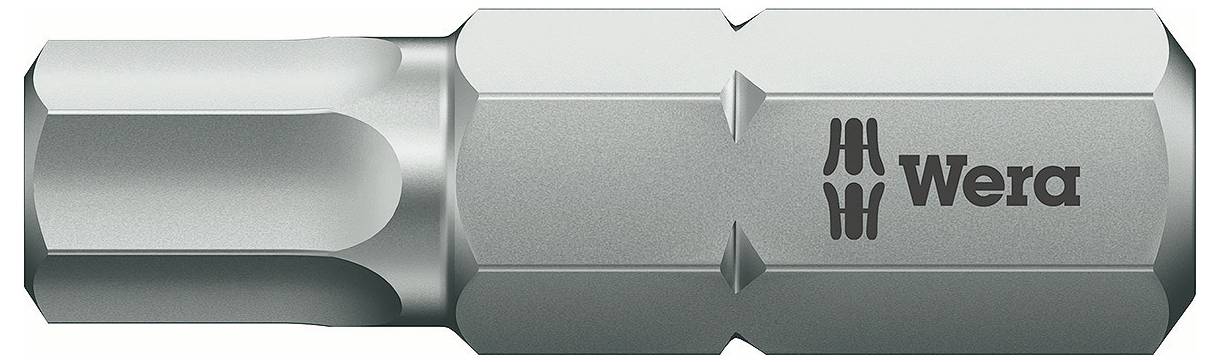 Metallschraubbit, zylindrische Form, gerändelte Oberfläche, mit 'Wera'-Logo an der Seite, für Schraubarbeiten geeignet.