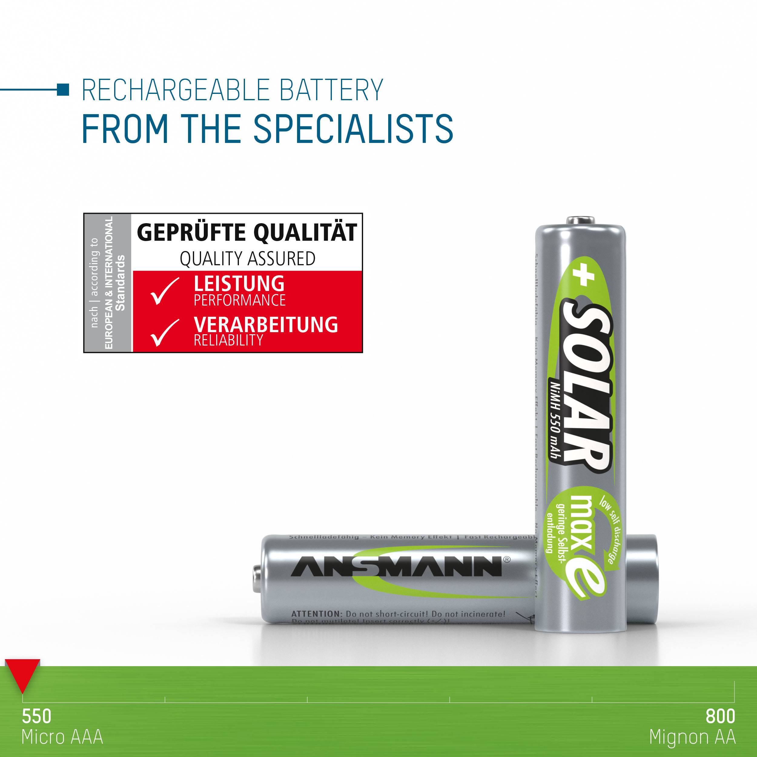 Ansmann HR03 Solar maxE Micro (AAA)-Akku NiMH 550 mAh 1.2 V 2 St.