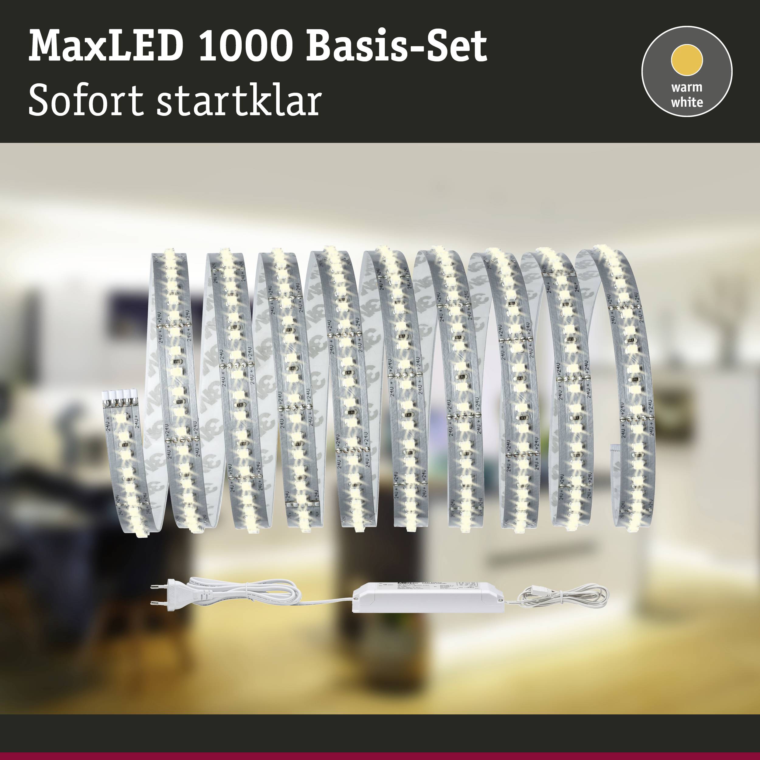 Paulmann MaxLED 1000 70588 LED-Streifen-Basisset mit Stecker 24V 3m Warmweiß 1St.