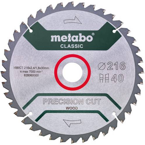 Metabo precision cut wood - classic 628060000 Kreissägeblatt 216 x 30 x 1.8 mm Zähneanzahl: 40 1 St