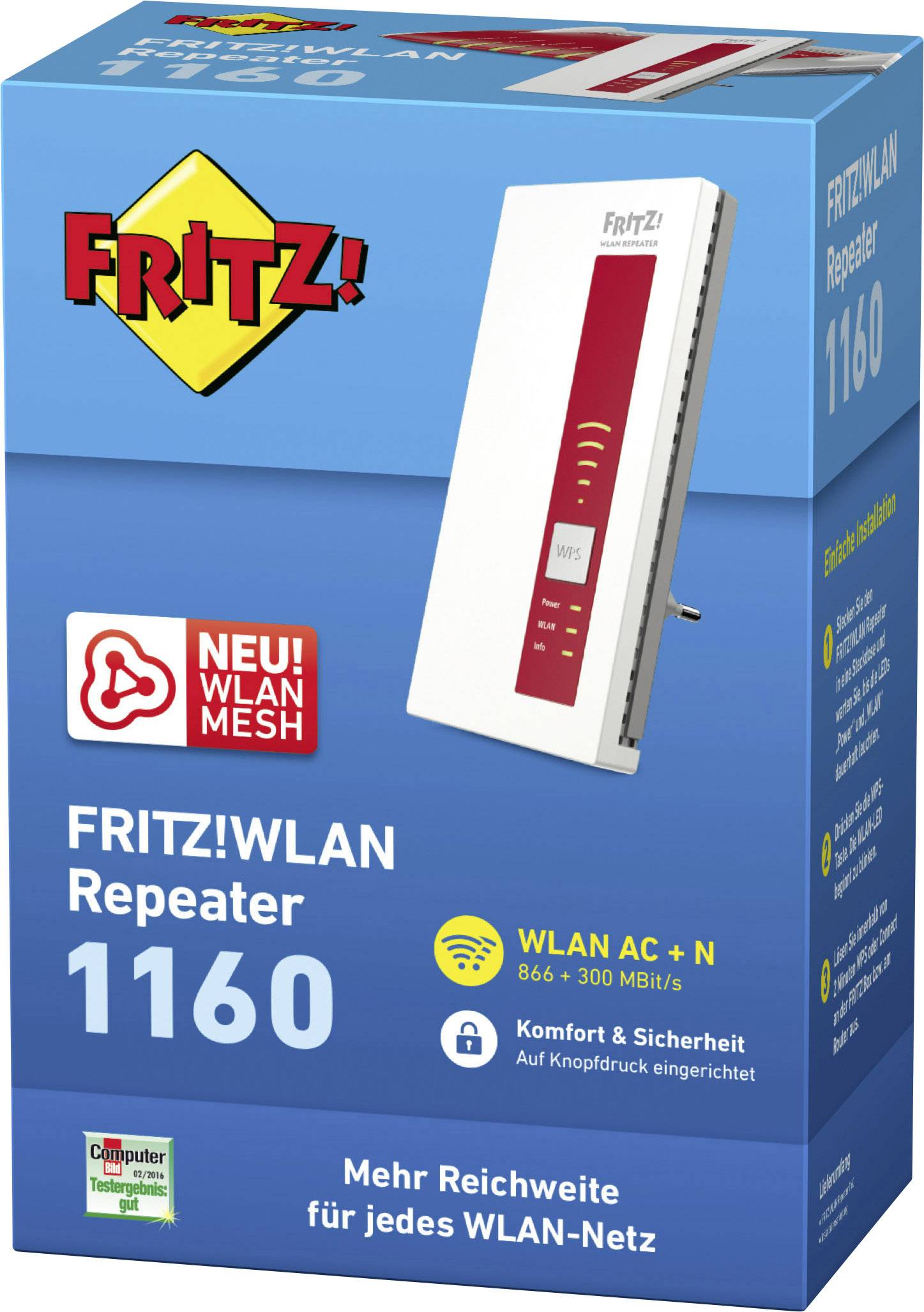 Fritz! WLAN Repeater FRITZ!WLAN Repeater 1160 20002746 867 MBit/s Mesh-fähig