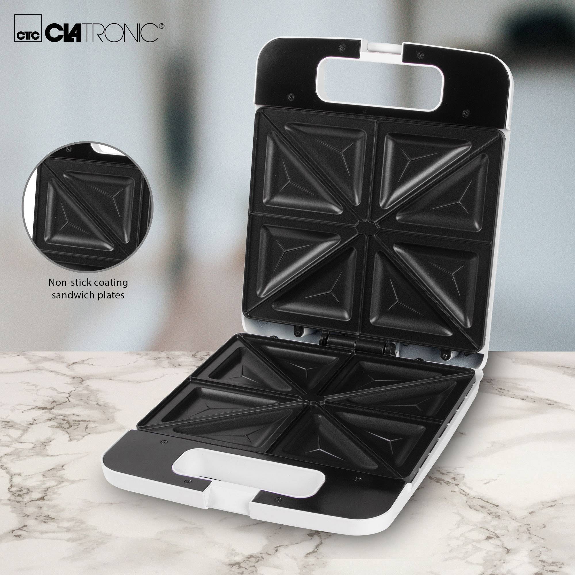 Clatronic ST3629 Sandwich-Toaster Weiß, Silber