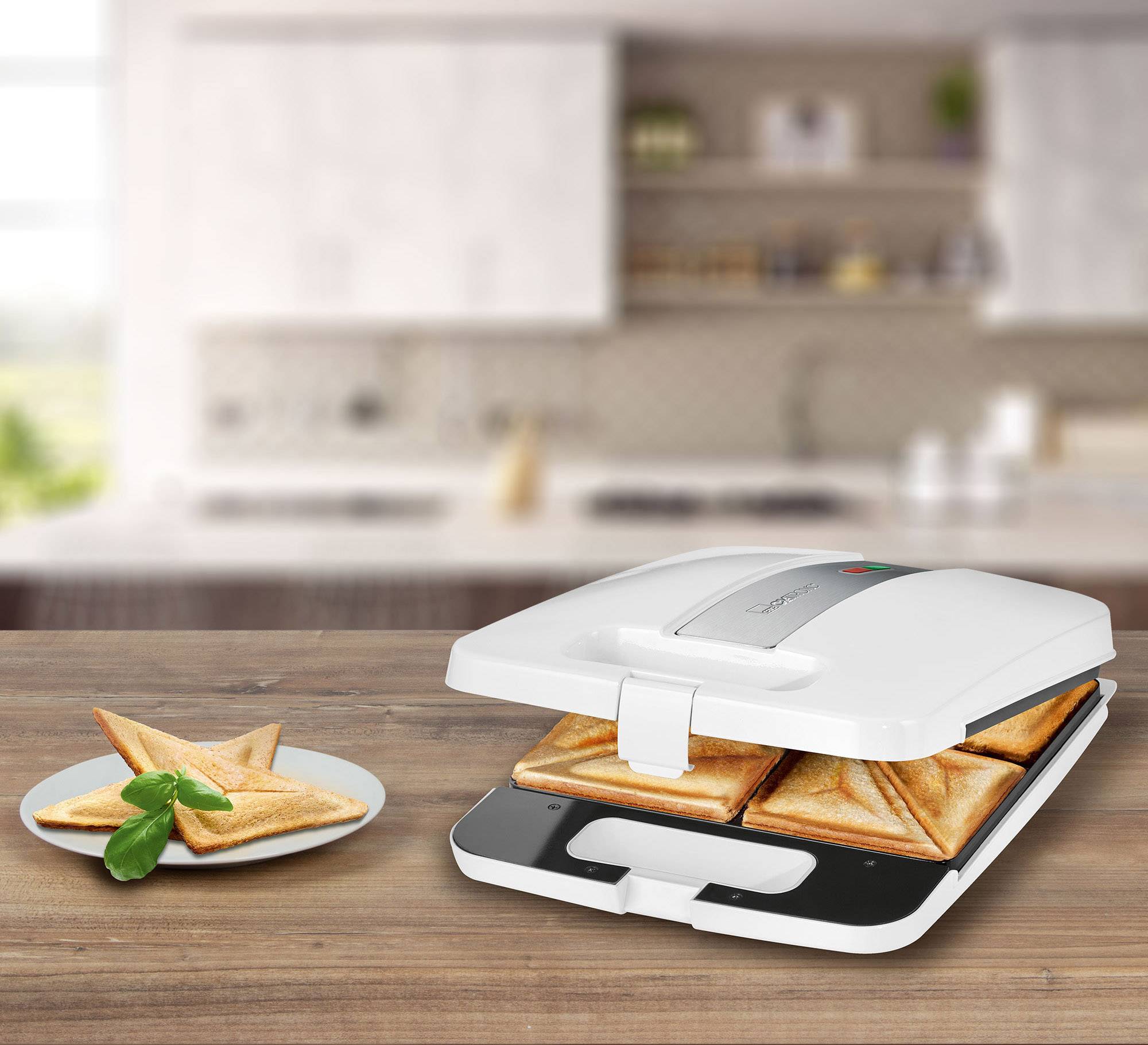 Clatronic ST3629 Sandwich-Toaster Weiß, Silber