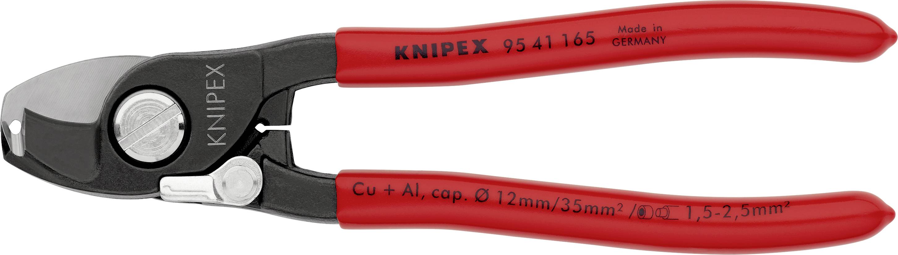 Knipex 95 41 165 Kabelschere Geeignet für (Abisoliertechnik) Alu- und Kupferkabel, ein- und mehrdrähtig 12 mm 35 mm²