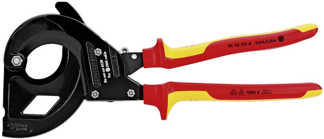 Knipex 95 36 315A Ratschen-Kabelschneider Geeignet für (Abisoliertechnik) stahlarmierte Kabel 45mm 380mm²