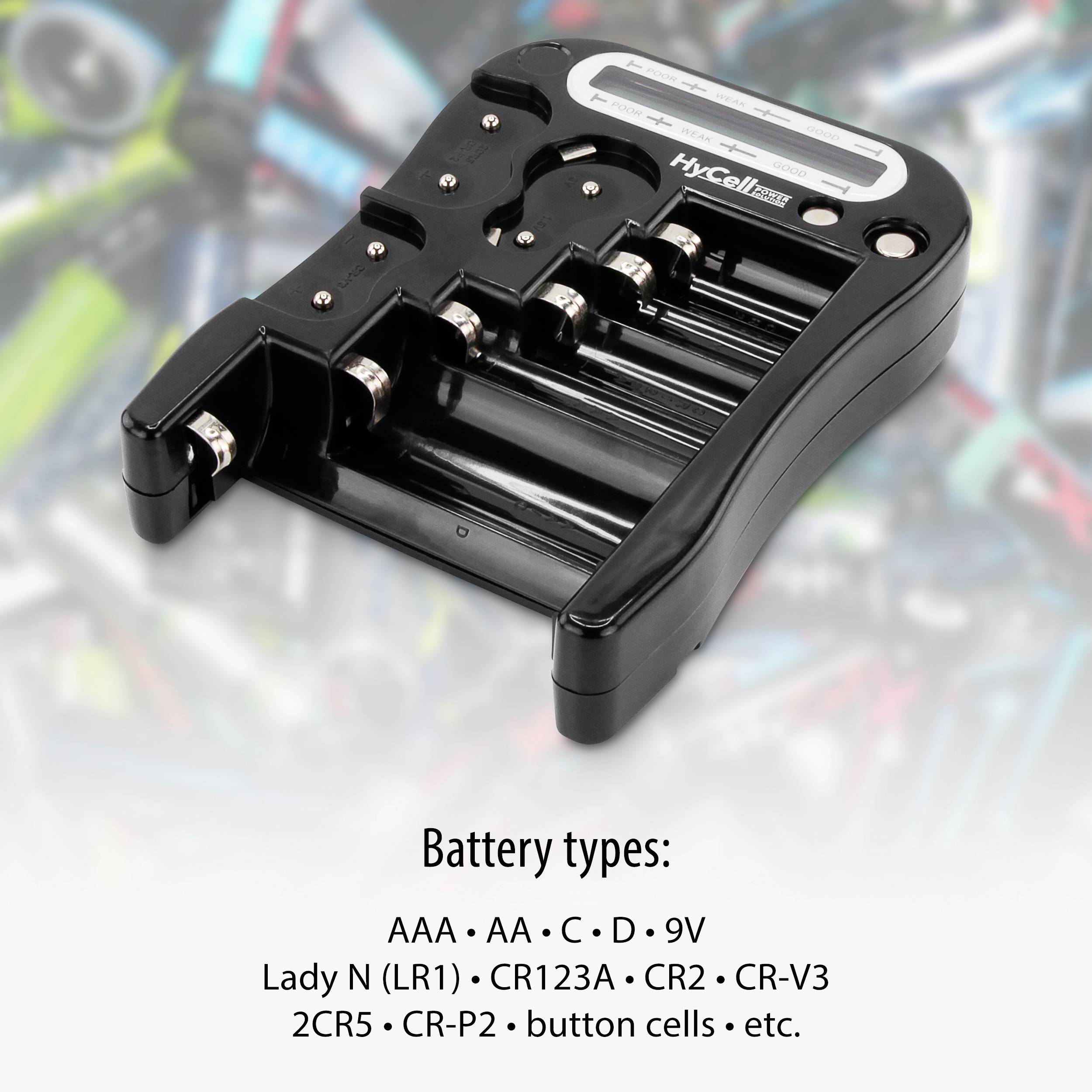 HyCell Batterietester Batterietester LCD Messbereich (Batterietester) 1,5 V, 3 V, 6 V, 9 V Batterie 1900-0037