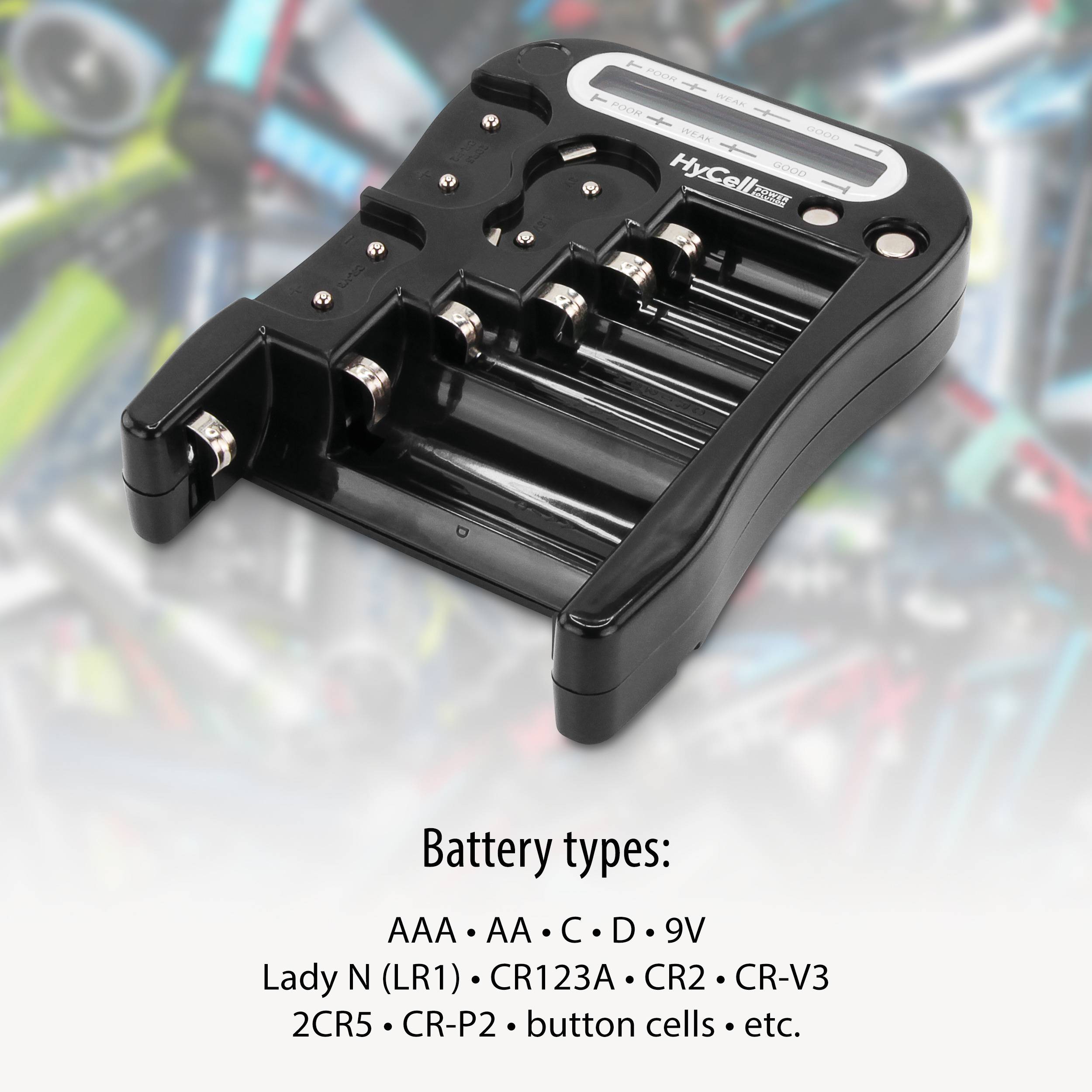 HyCell Batterietester Batterietester LCD Messbereich (Batterietester) 1,5 V, 3 V, 6 V, 9 V Batterie 1900-0037