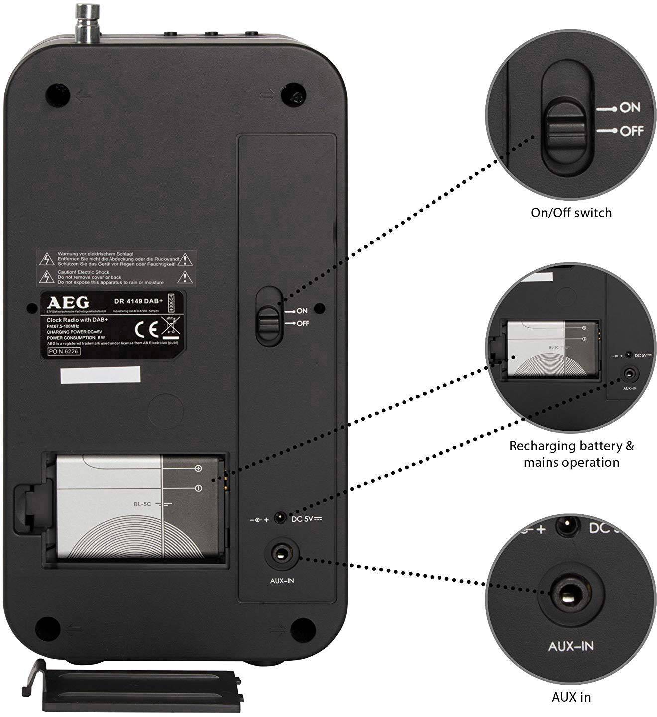 AEG DR 4149 Kofferradio DAB+, UKW AUX  wiederaufladbar Schwarz