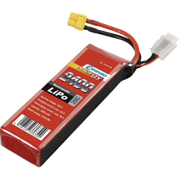 Modellbau-Akkupack (LiPo) 14.8V 2400 mAh Zellen-Zahl: 4 20 C Softcase XT60 Modellbau-Akkupack (LiPo) 14.8V 2400 mAh Zellen-Zahl: 4 20 C Softcase XT60