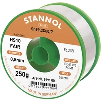 Stannol HS10-Fair Lötzinn Spule Sn99,3Cu0,7 ROM1 250g 0.5mm Stannol HS10-Fair Lötzinn Spule Sn99,3Cu0,7 ROM1 250g 0.5mm